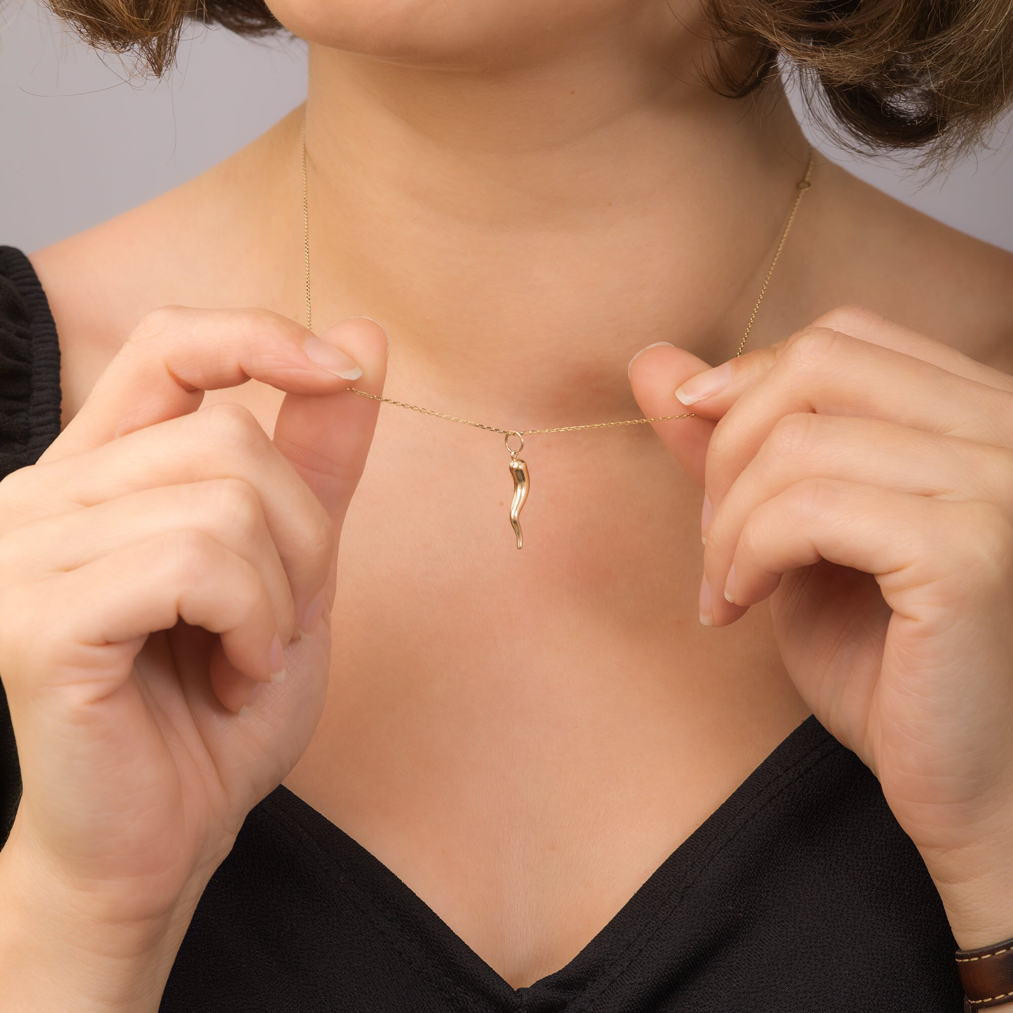 Italian Horn Unisex Necklace- Protection Abundance Fertility Good Fortune