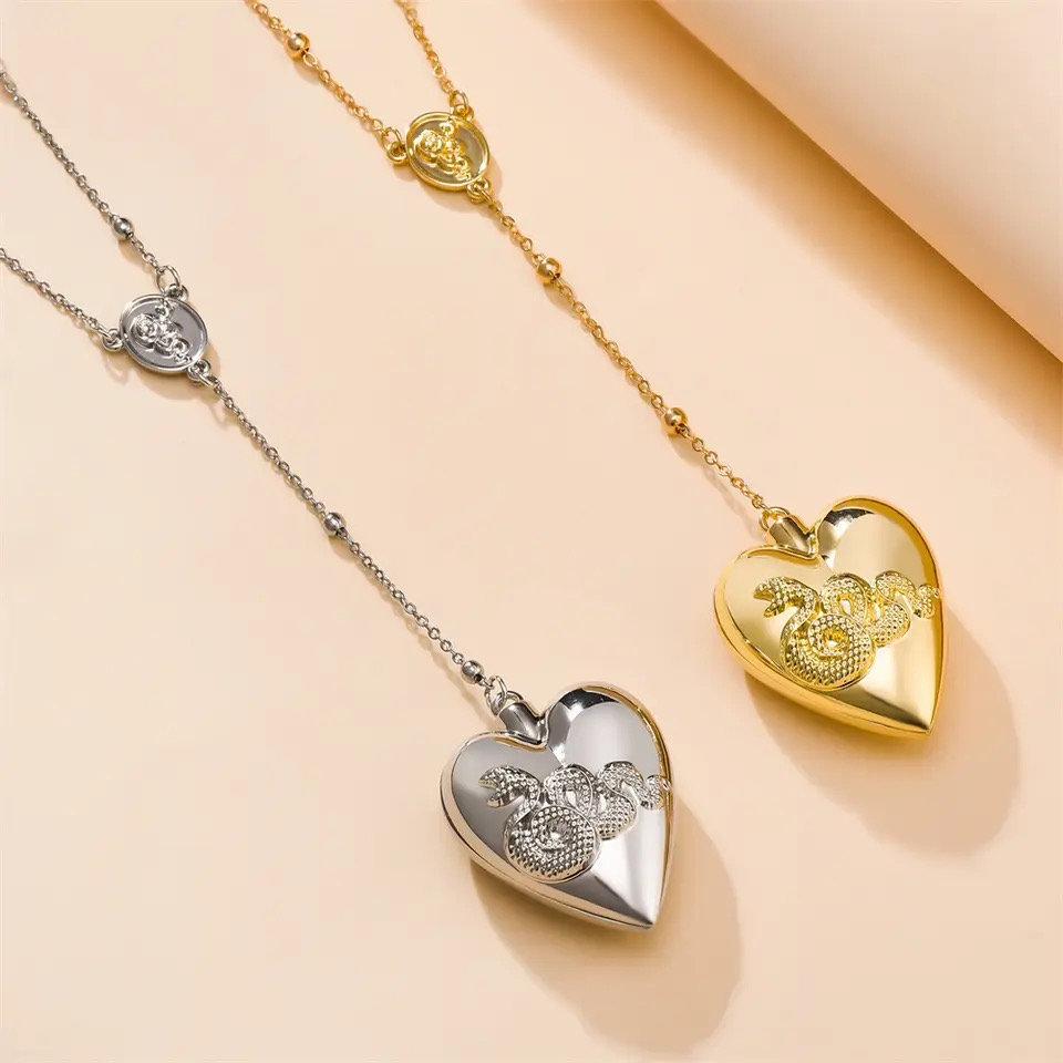 LDR Rosary Heart Necklace for Women - Fashion Accessory gold necklace perfect gift unique gift necklace gift peach heart