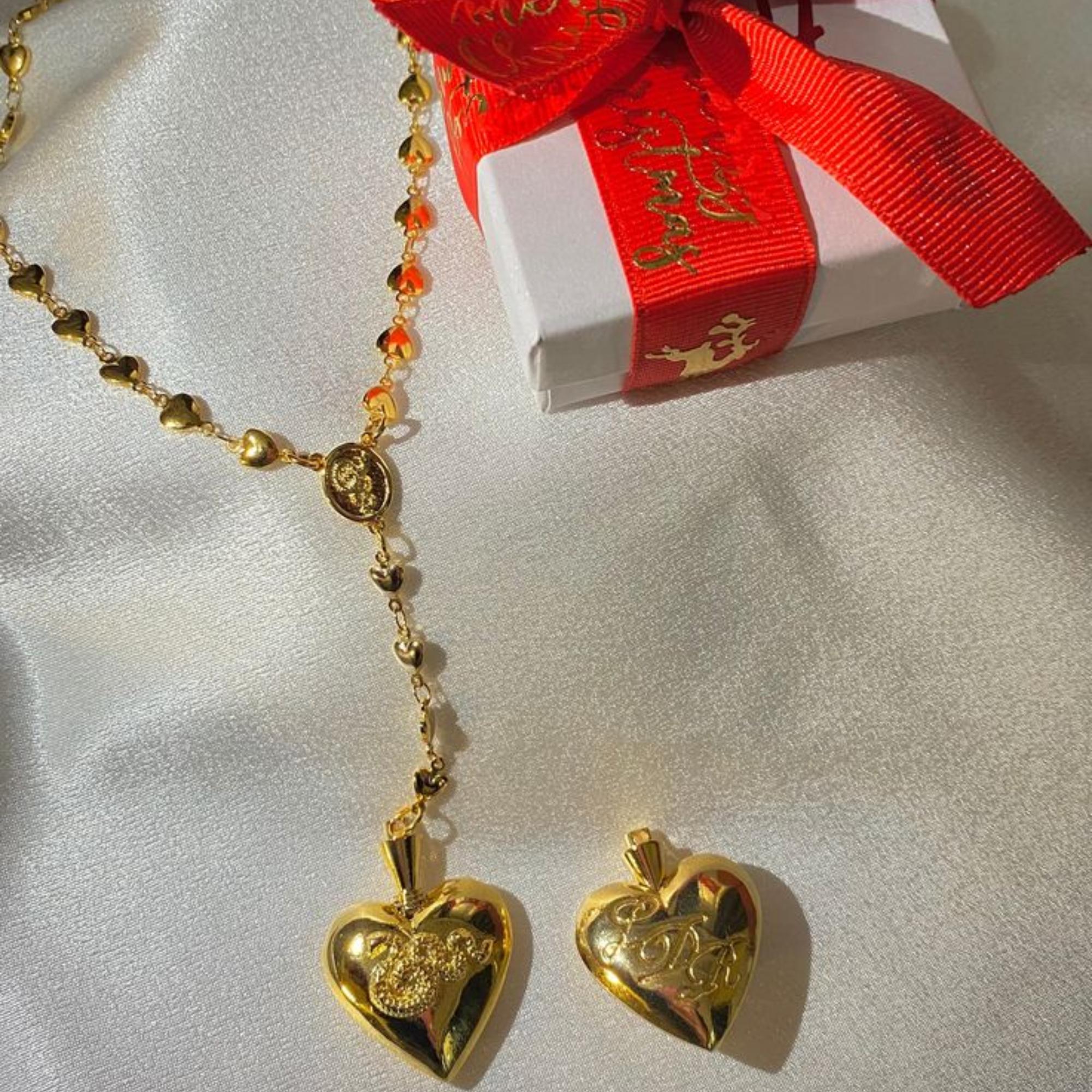 LDR Rosary Heart Necklace for Women - Fashion Accessory gold necklace perfect gift unique gift necklace gift peach heart