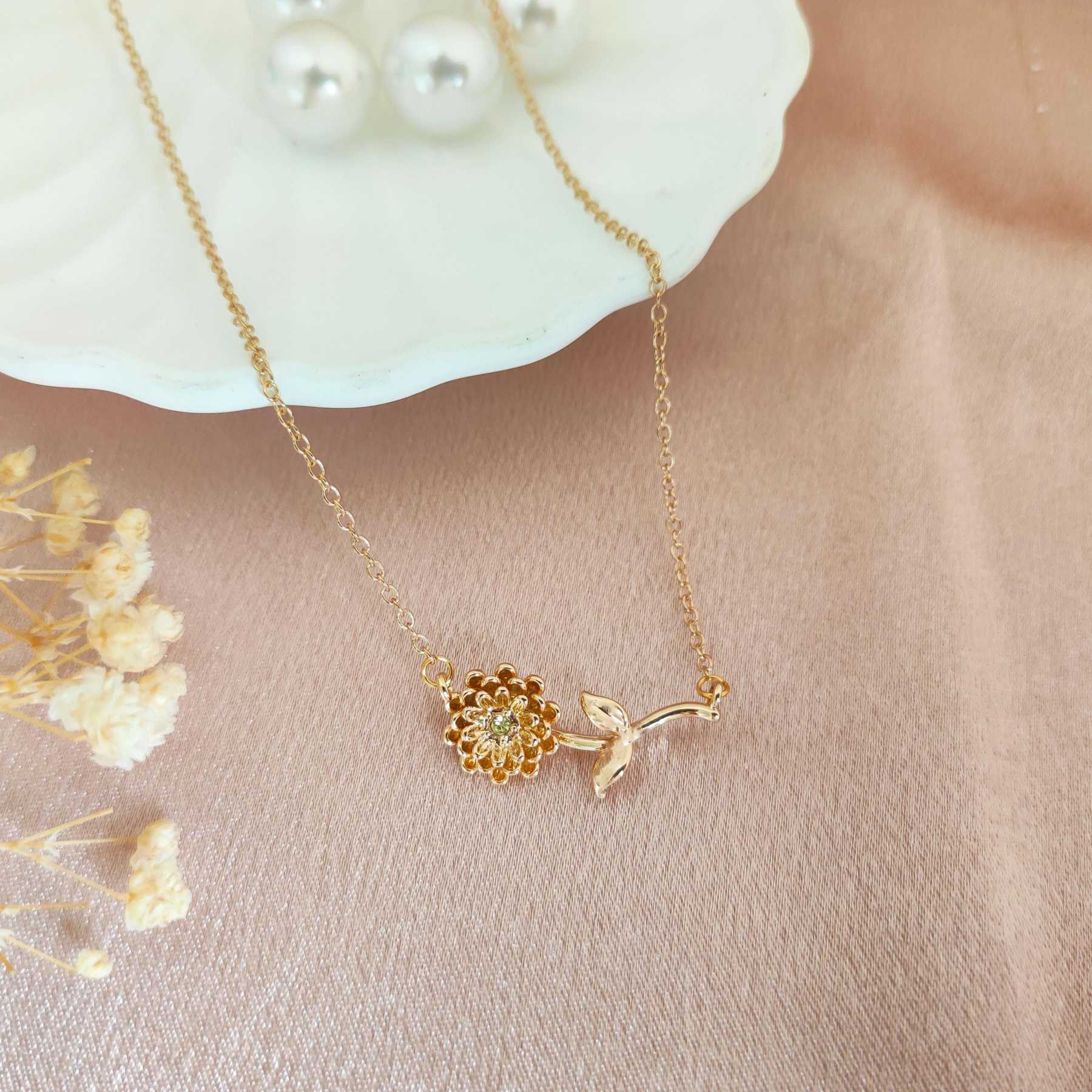 Custom Horizontal Birth Flower Necklace