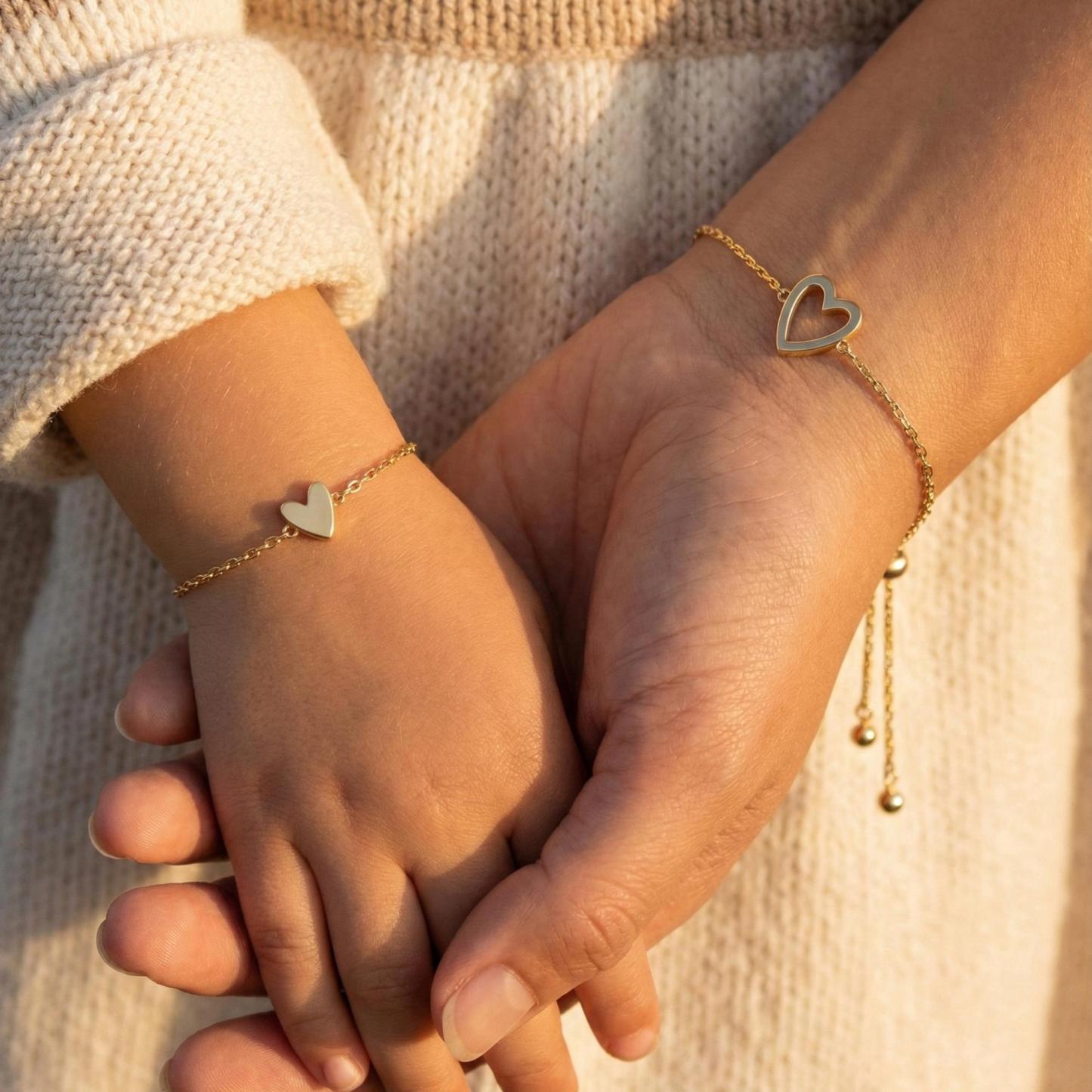 Bestfriends bracelet set Mama Daughter Heart Bracelet Set Matching Best Friends Gift Adjustable Family Jewelry Bonding Gift