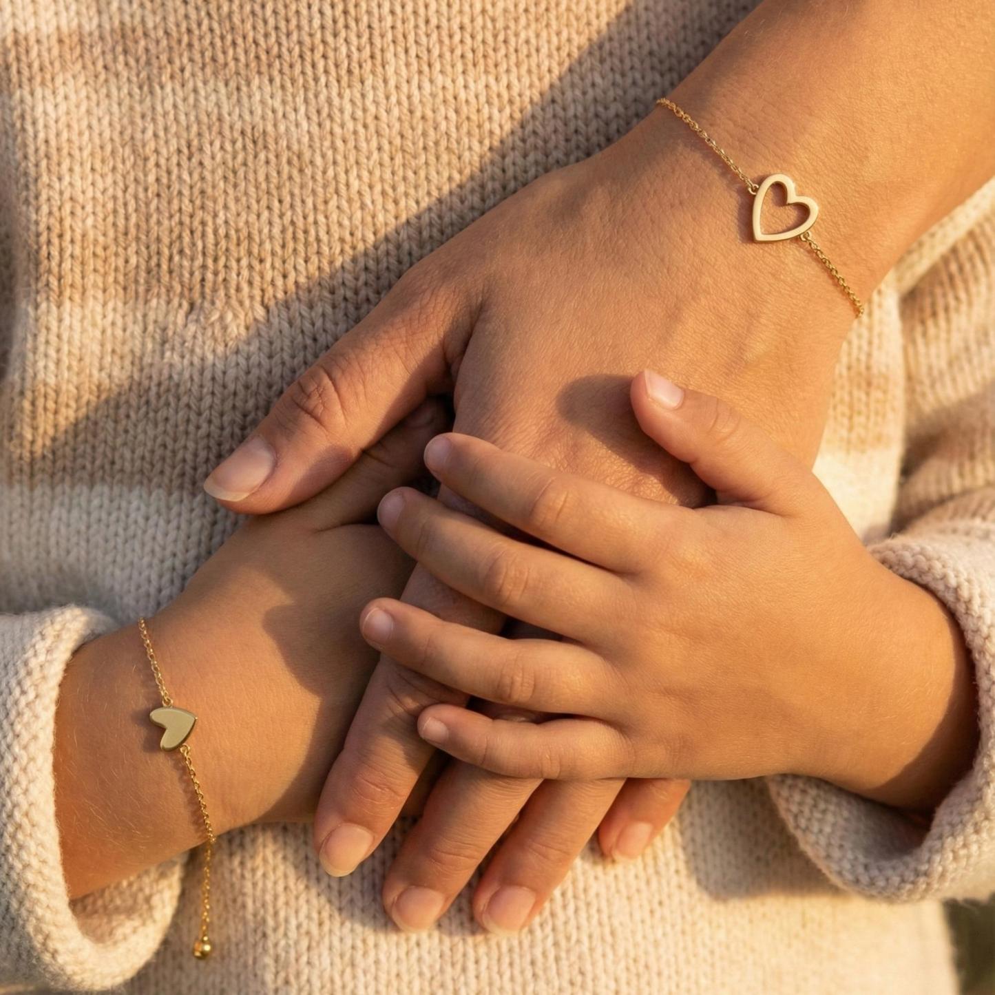 Bestfriends bracelet set Mama Daughter Heart Bracelet Set Matching Best Friends Gift Adjustable Family Jewelry Bonding Gift