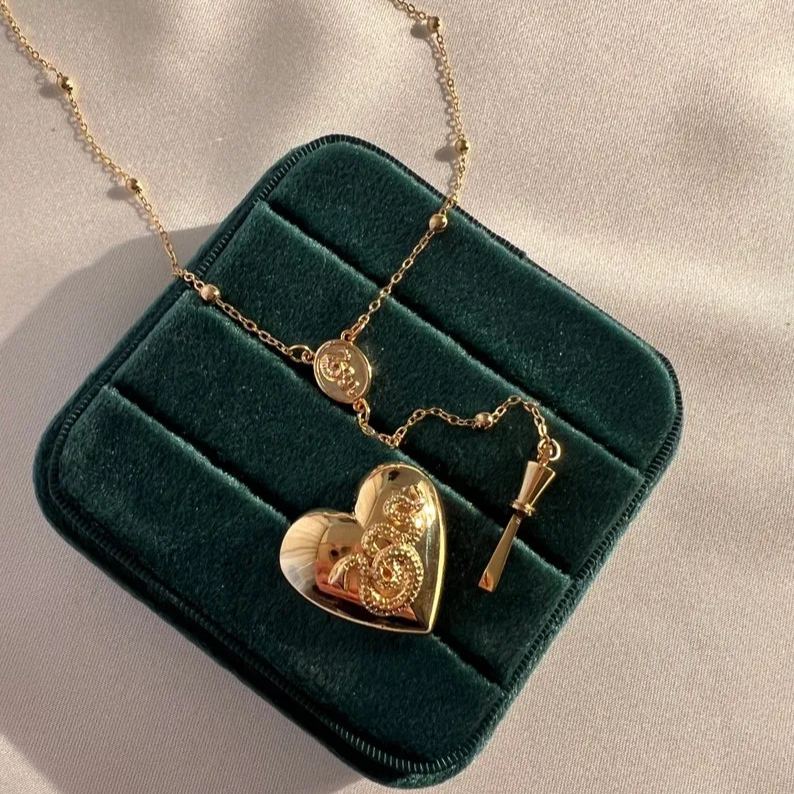 LDR Rosary Heart Necklace for Women - Fashion Accessory gold necklace perfect gift unique gift necklace gift peach heart