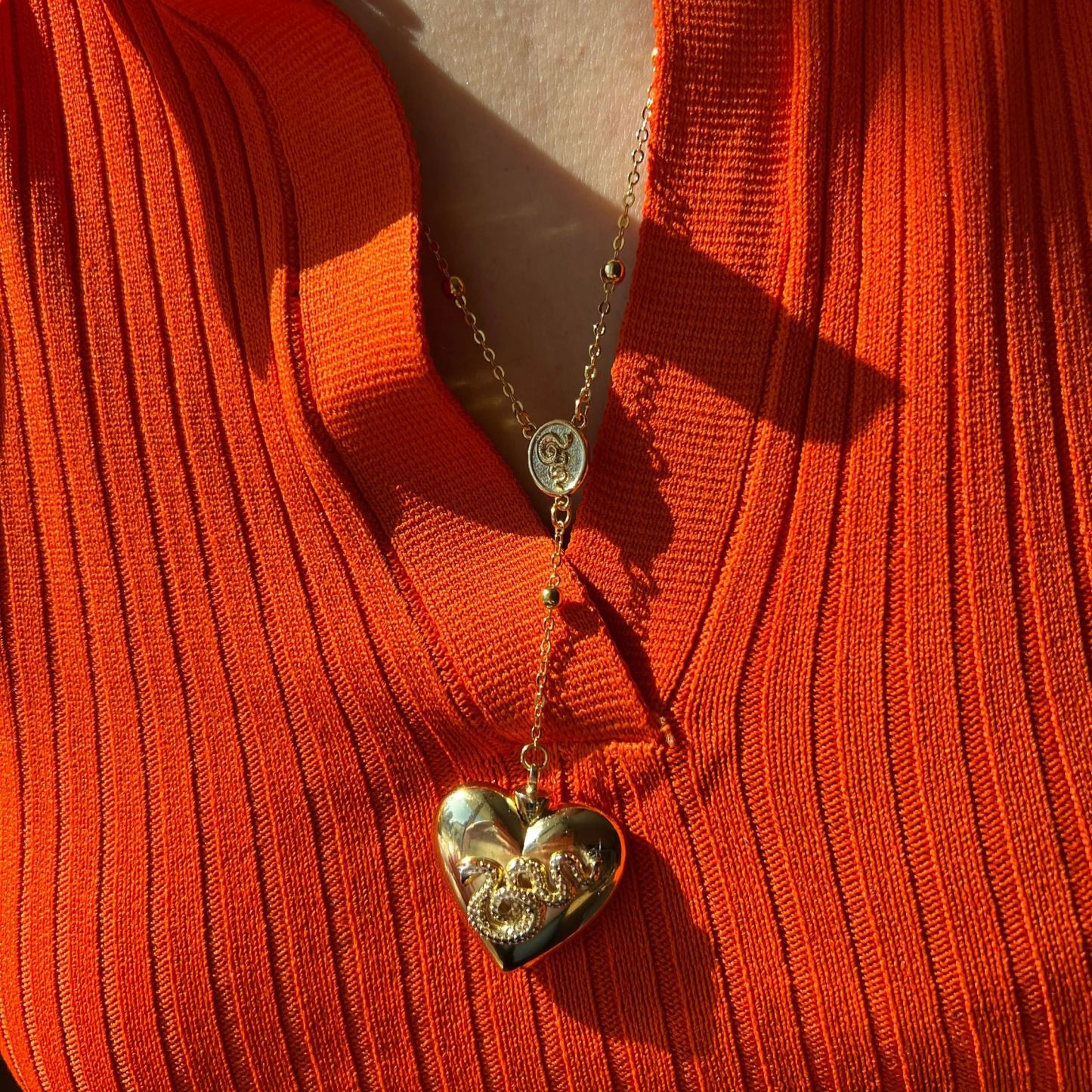 LDR Rosary Heart Necklace for Women - Fashion Accessory gold necklace perfect gift unique gift necklace gift peach heart