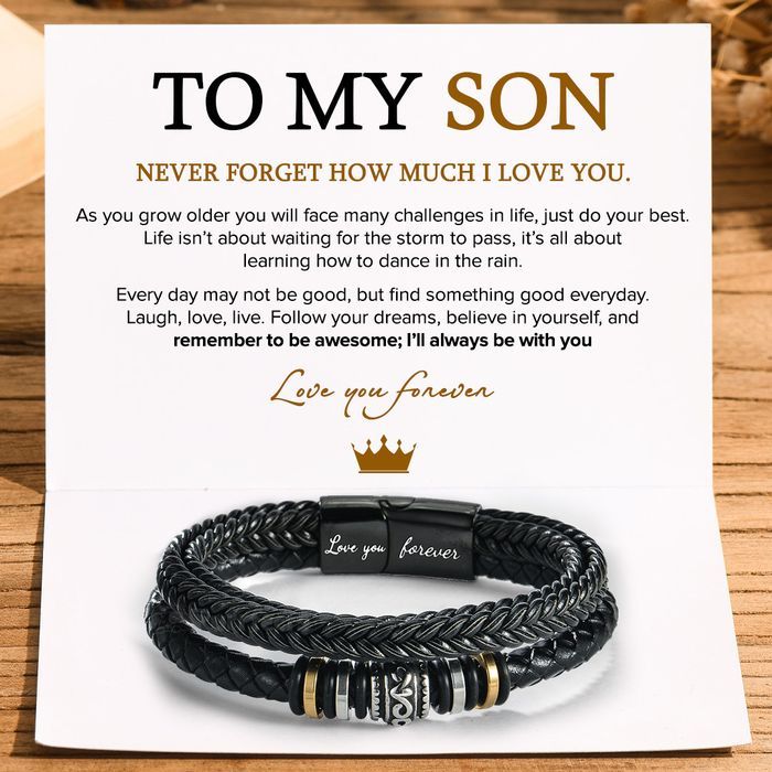 To My Son/Grandson - Double-Row Bracelet - I Will Always Be With You-belovejewel.com