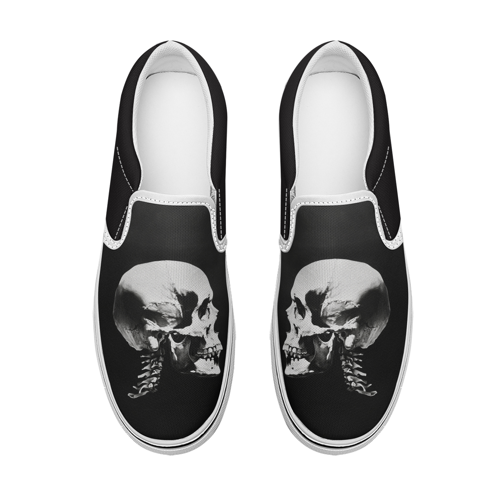 Men's fashion skeleton pattern print canvas sneakers low-top casual walking shoes classic comfortable flat fashion sneakers