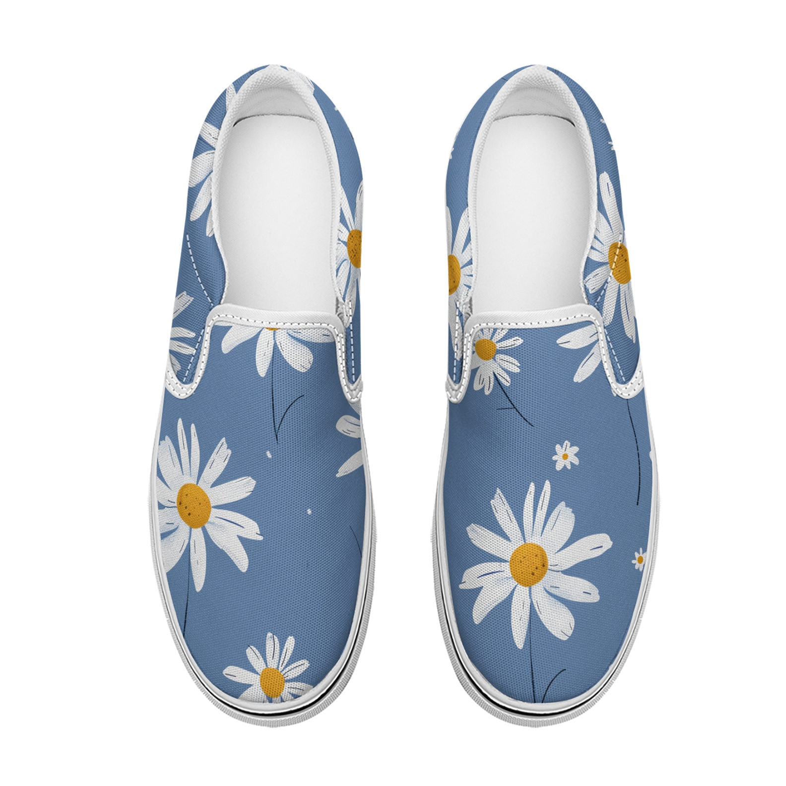 Women's fashion small fresh Daisy print canvas shoes slippers Low top casual walking shoes classic comfortable flat fashion sneakers