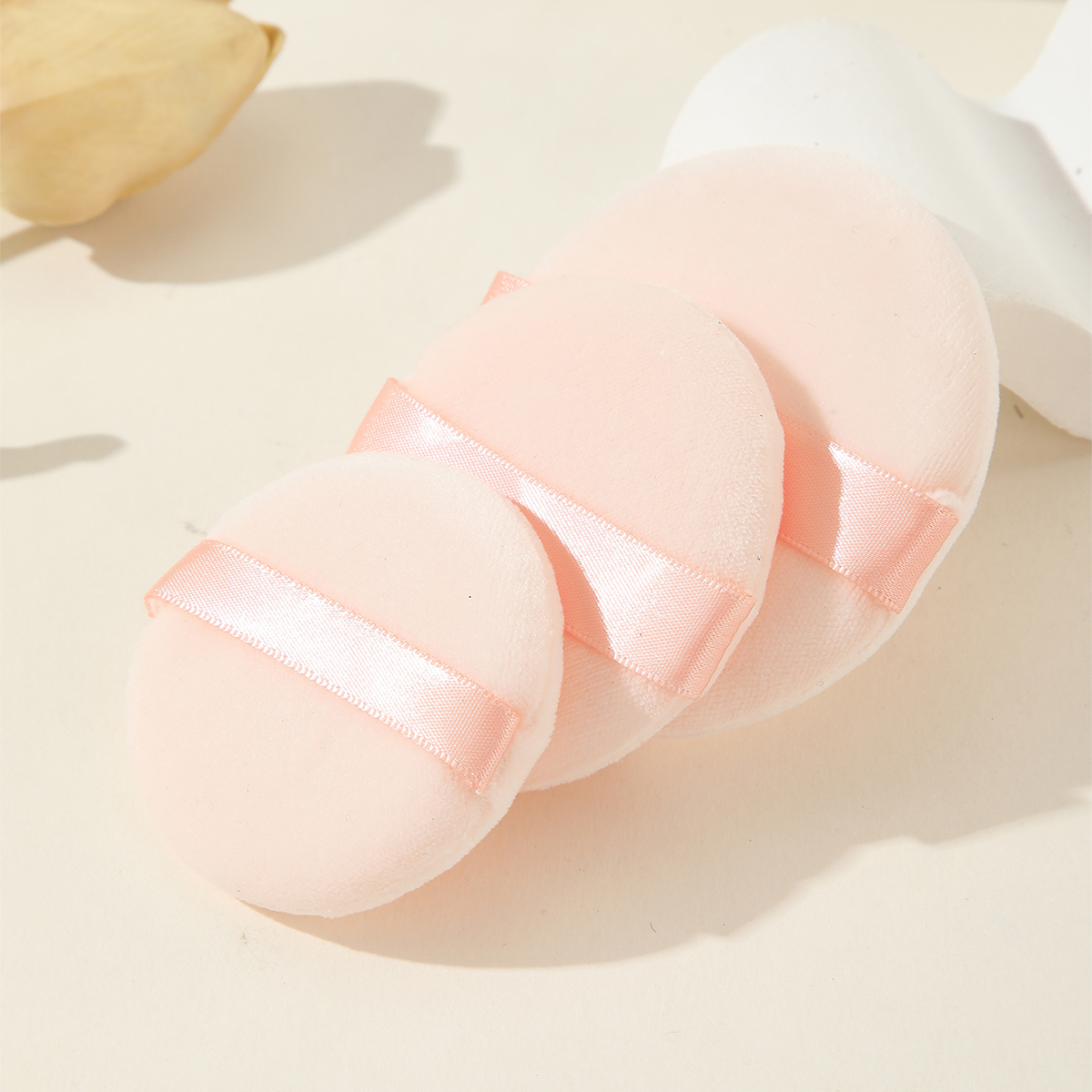 Apricot Round Powder Puff Makeup Puff 3pcs
