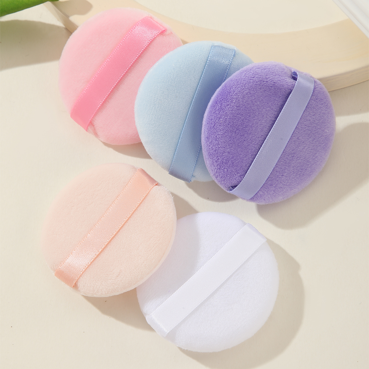 5-Color Mixed Round Powder Puff Makeup Puff