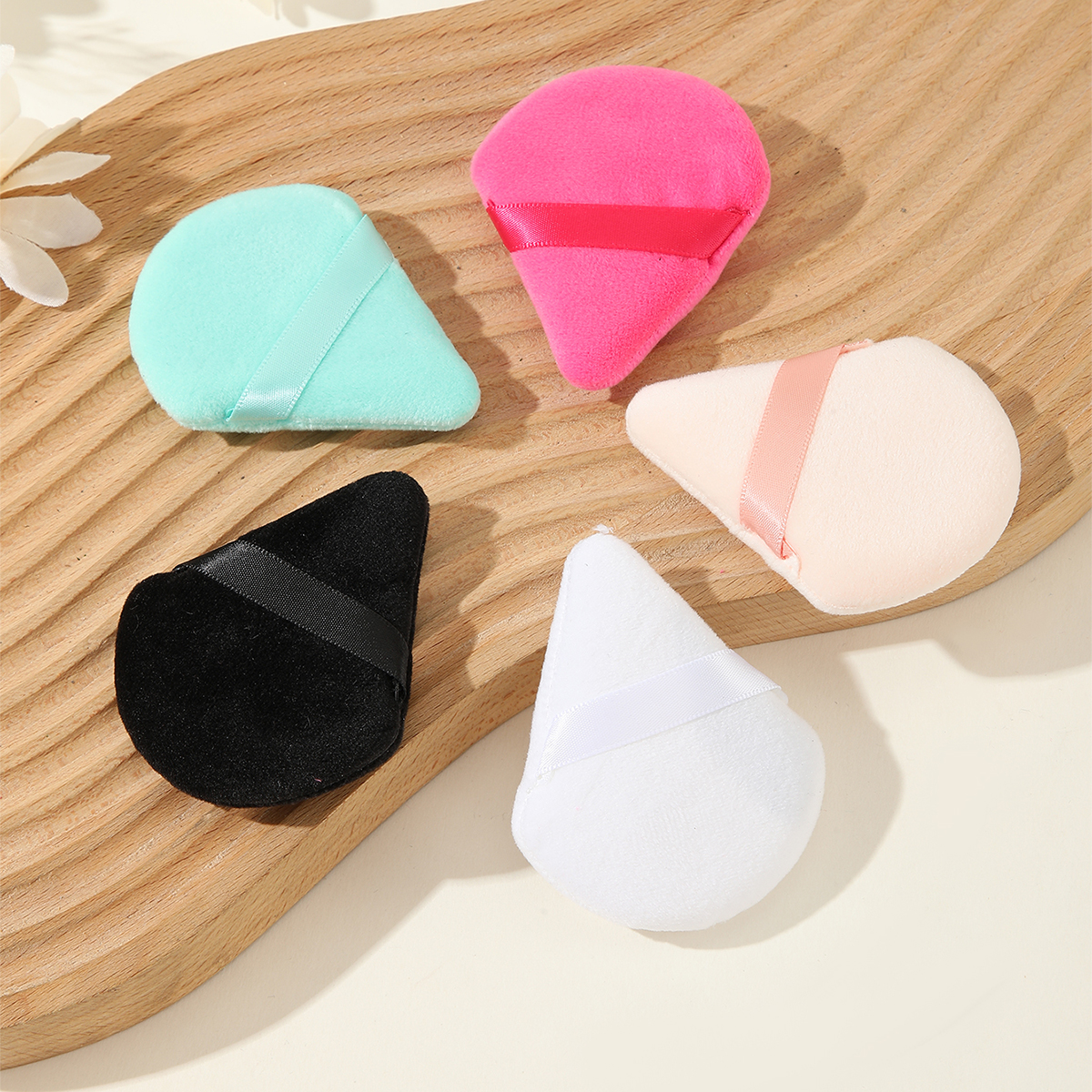5 Colors Mixed Triangle Scalloped Puff Makeup Powder Puff