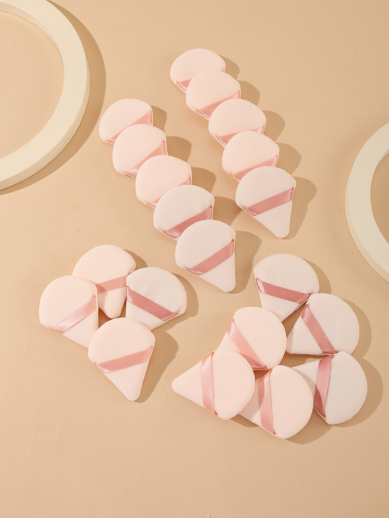 Apricot Triangle Scalloped Powder Puff Makeup Puff 20pcs