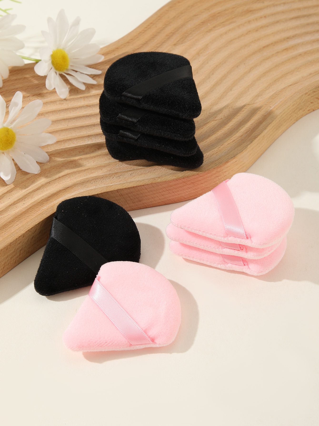 Mixed Color Triangle Fan Puff 5pcs Black 4pcs Pink