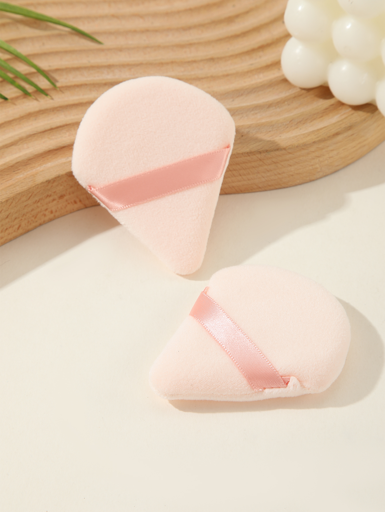 Apricot Triangle Scalloped Powder Puff Makeup Powder Puff 2pcs