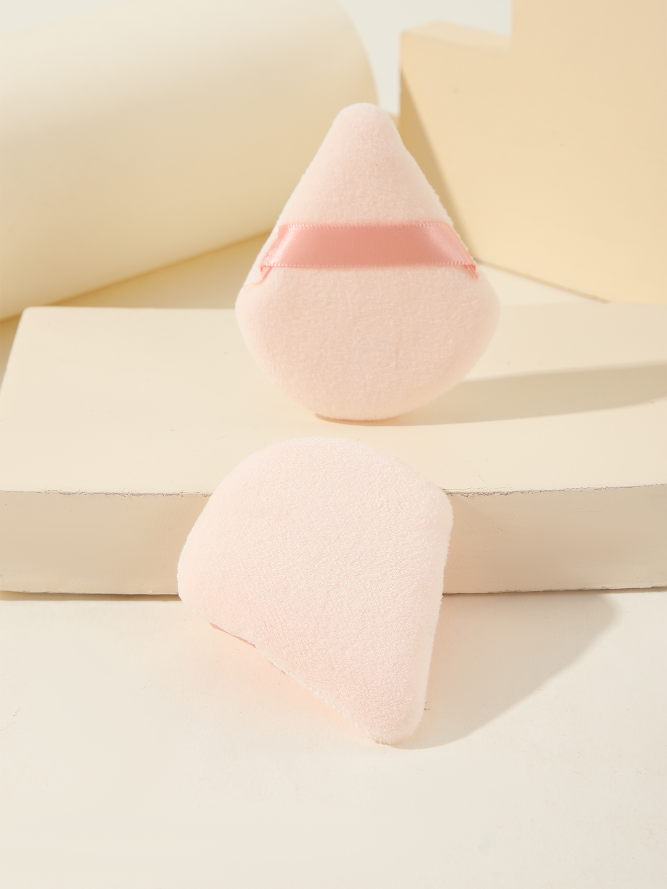 Apricot Triangle Scalloped Powder Puff Makeup Powder Puff 2pcs