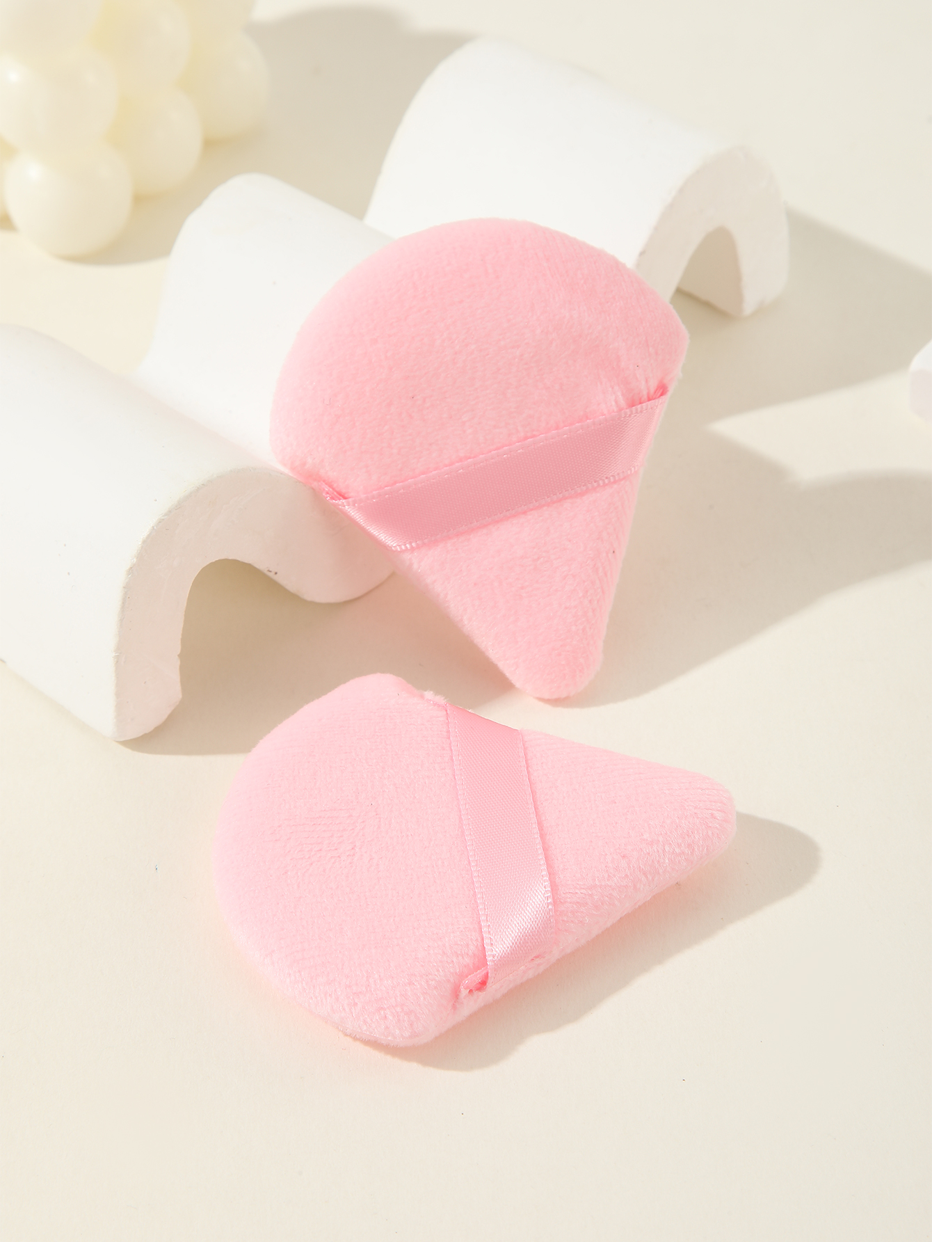 Pink Triangle Scalloped Powder Puff Makeup Powder Puff 2pcs