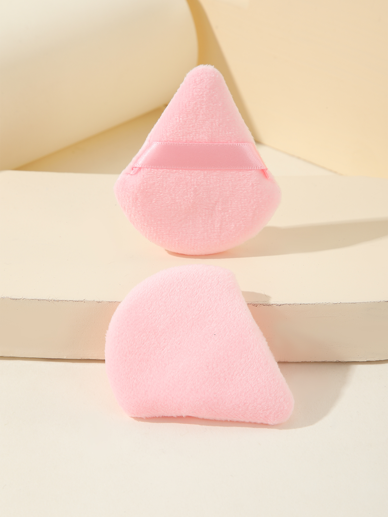 Pink Triangle Scalloped Powder Puff Makeup Powder Puff 2pcs