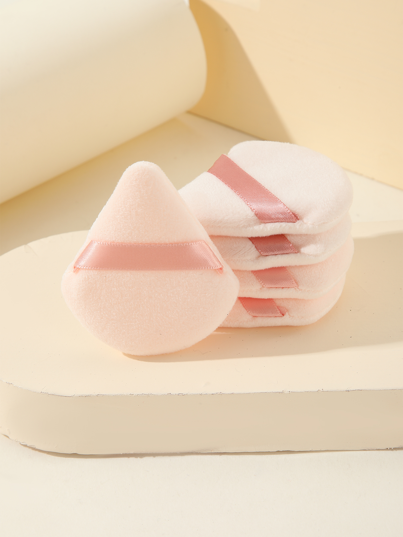 Apricot Triangle Scalloped Powder Puff Makeup Puff 5pcs