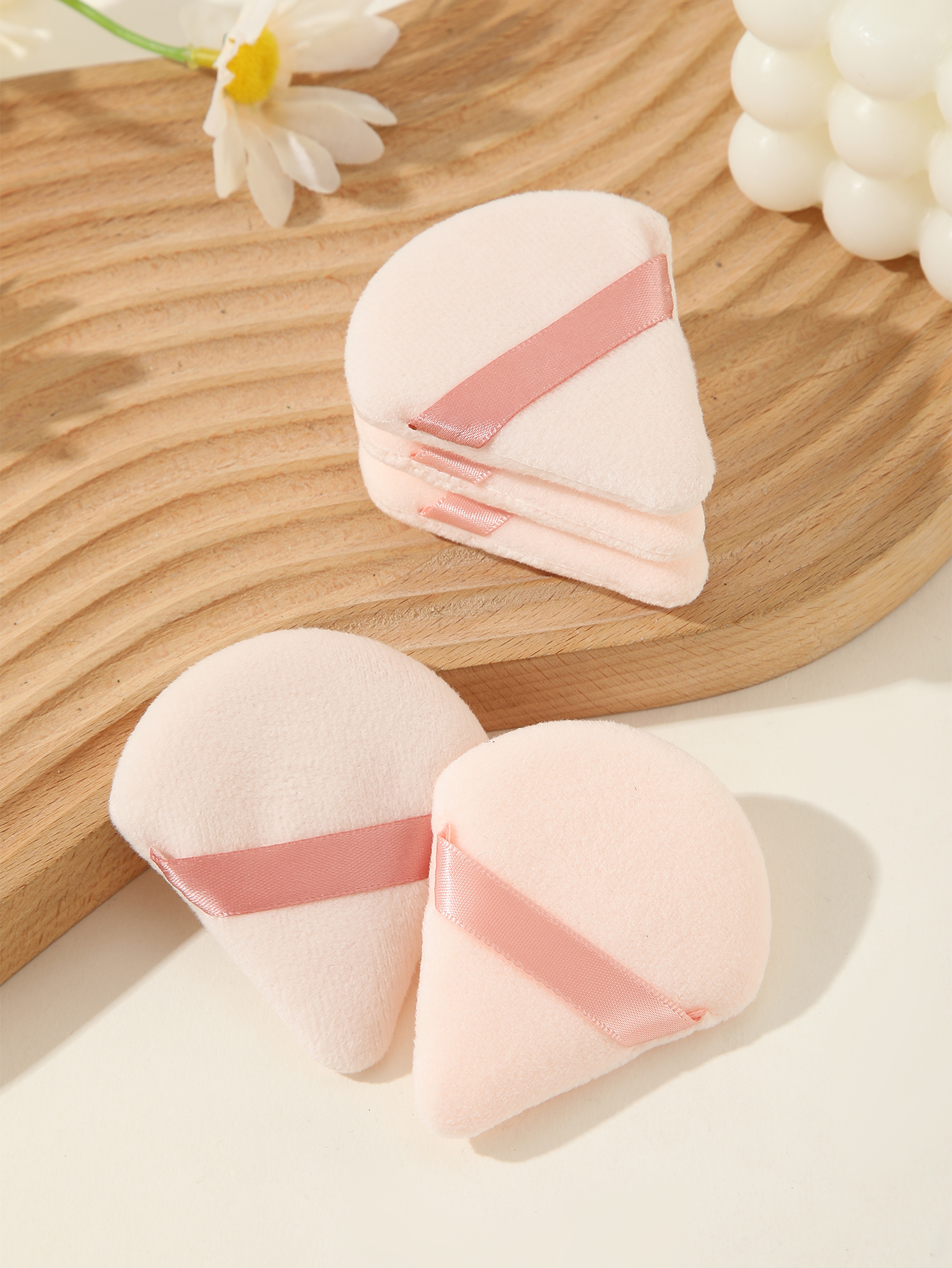 Apricot Triangle Scalloped Powder Puff Makeup Puff 5pcs