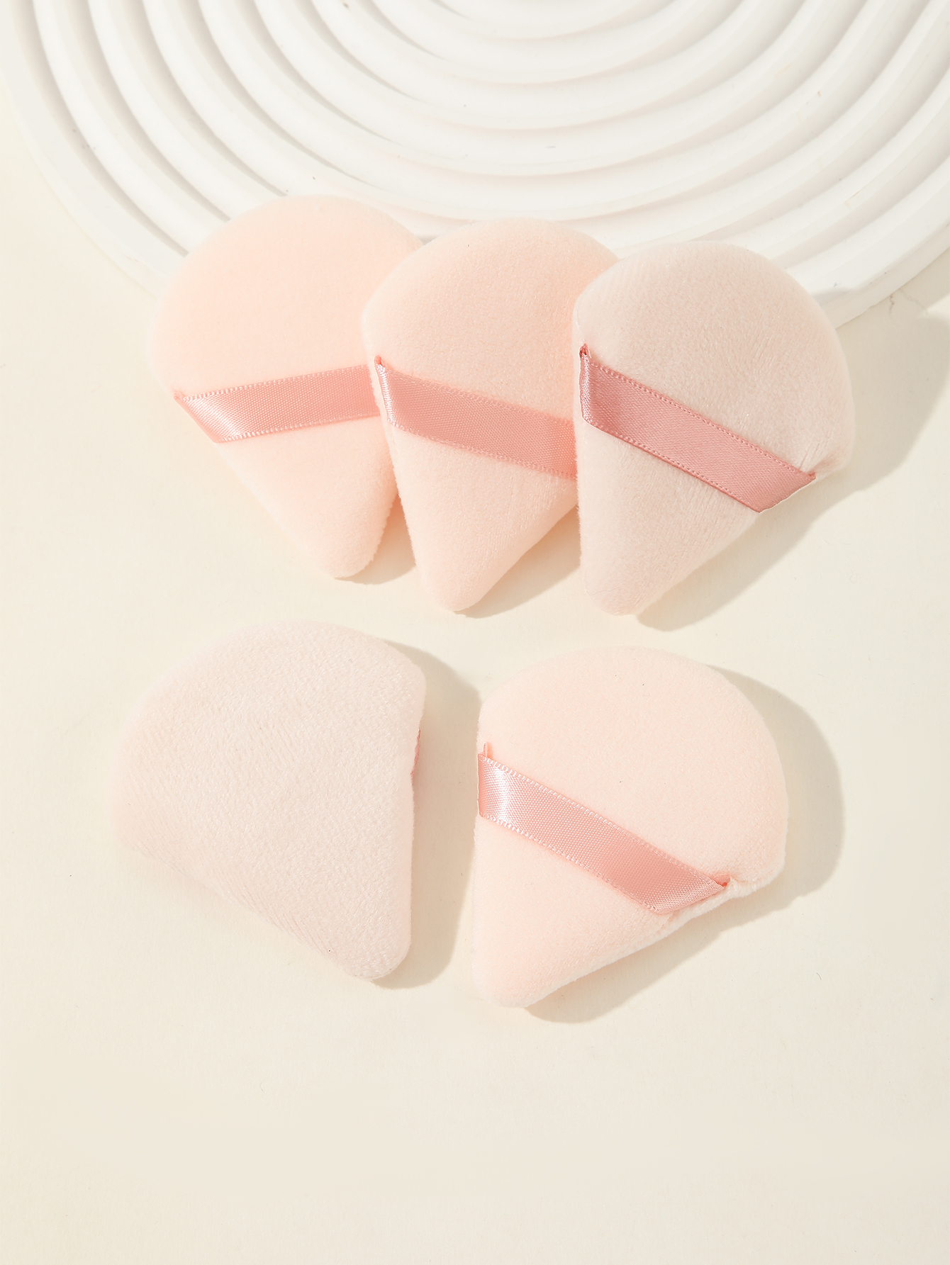 Apricot Triangle Scalloped Powder Puff Makeup Puff 5pcs