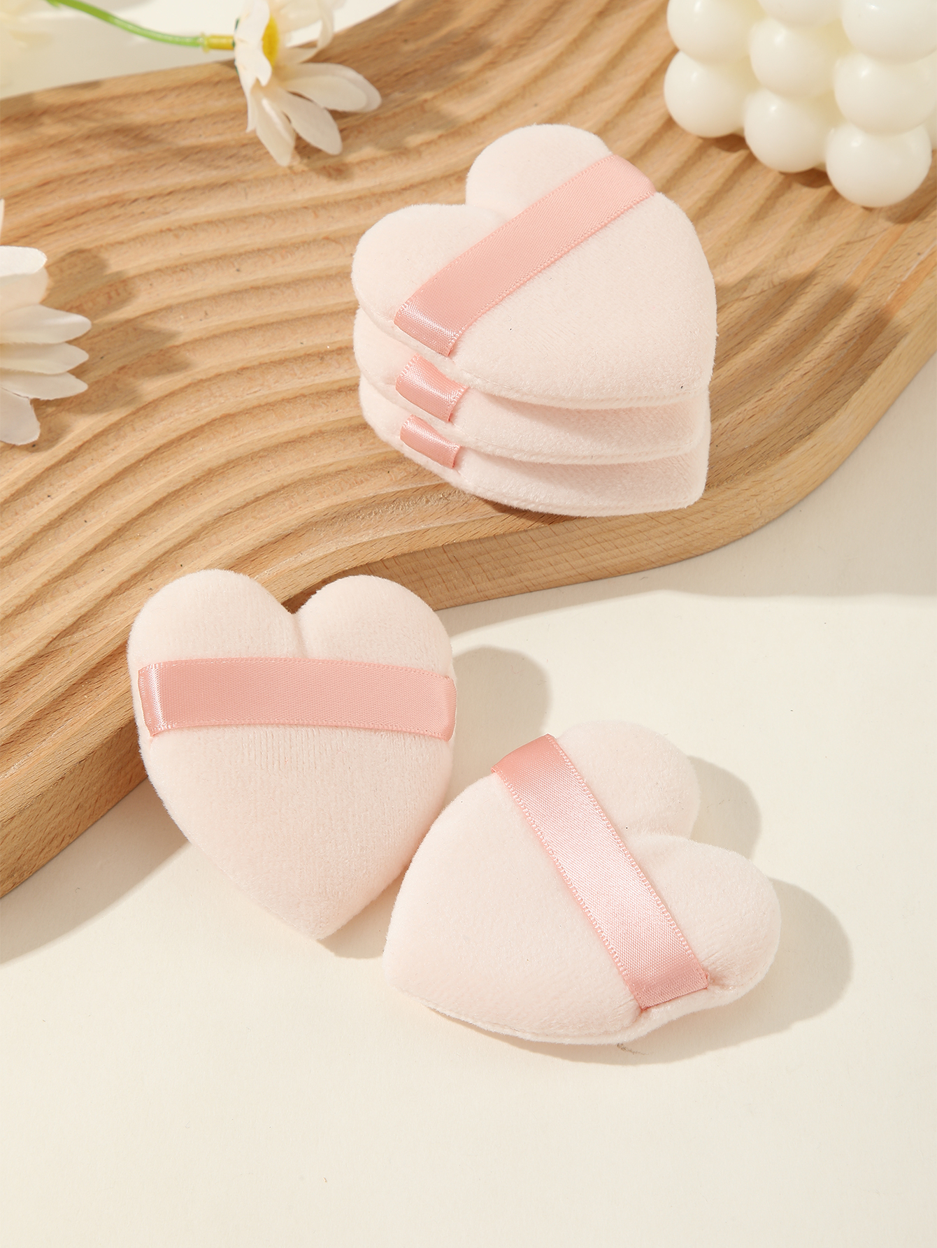 Apricot Heart Shape Puff 5pcs