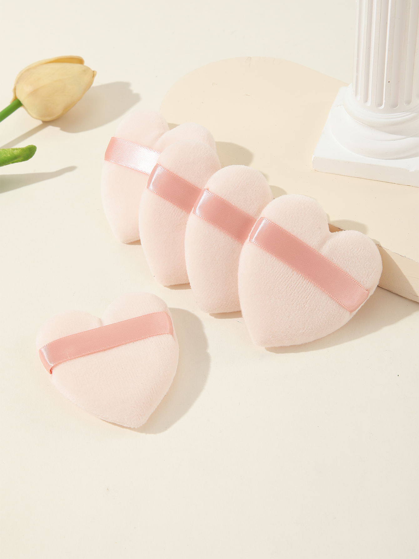 Apricot Heart Shape Puff 5pcs