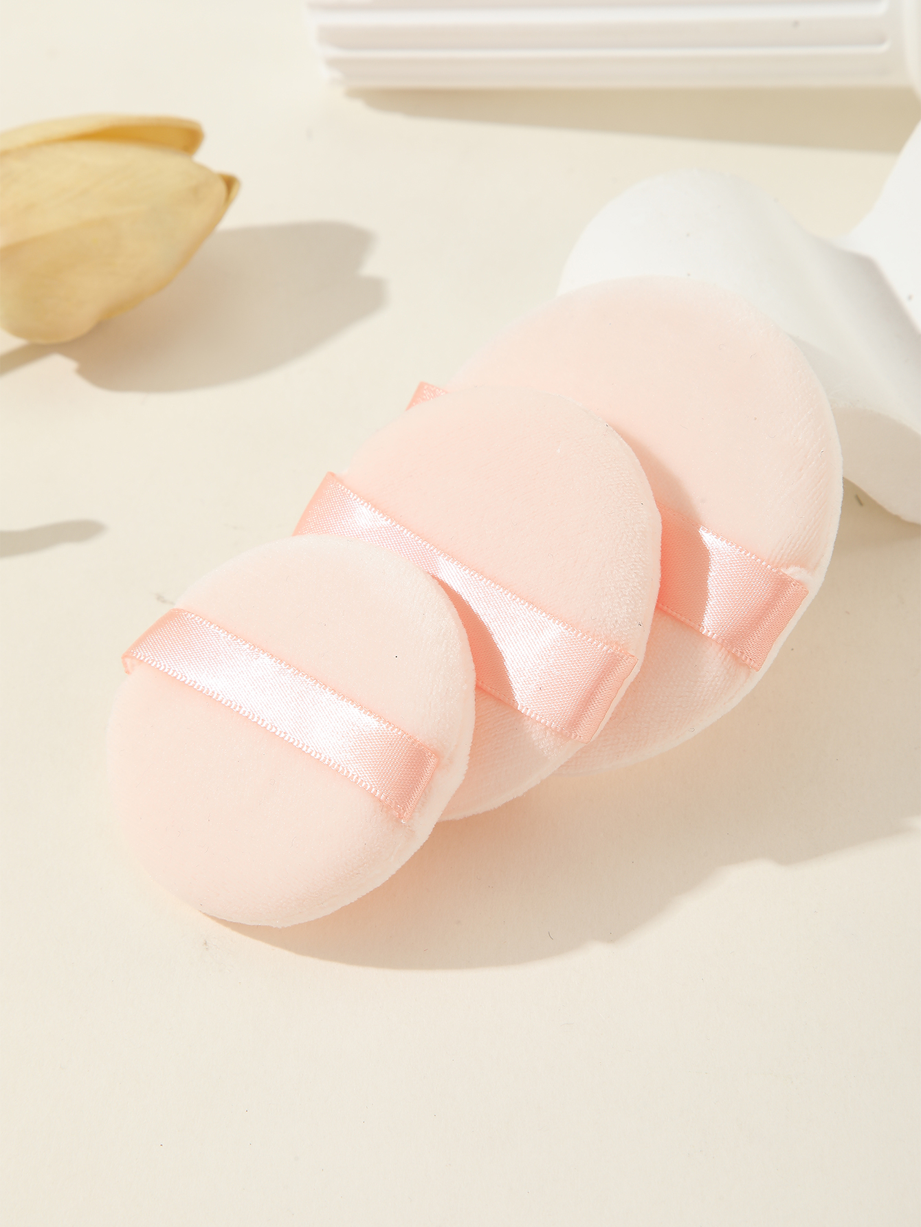 Apricot Round Powder Puff Makeup Puff 3pcs