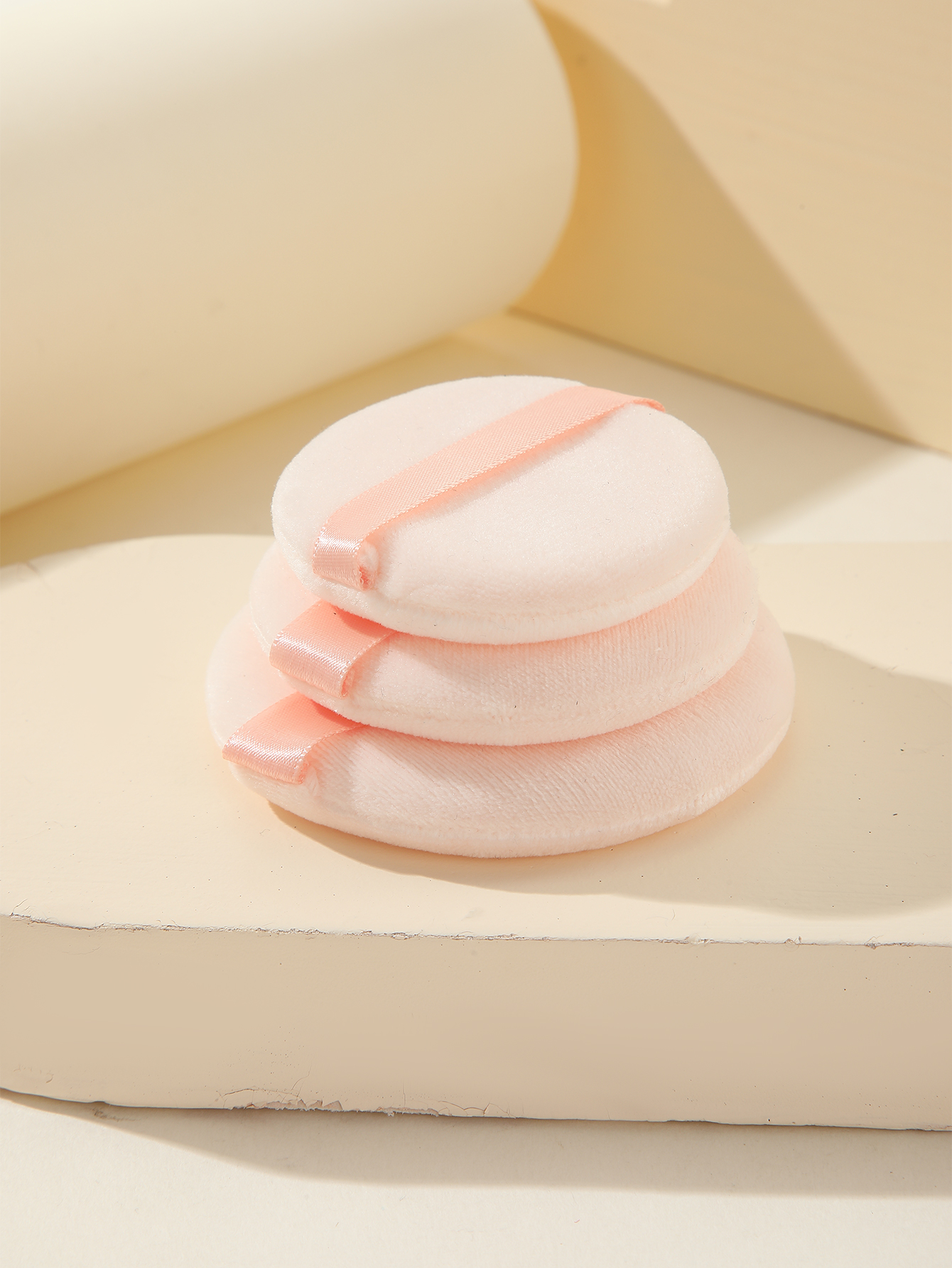 Apricot Round Powder Puff Makeup Puff 3pcs