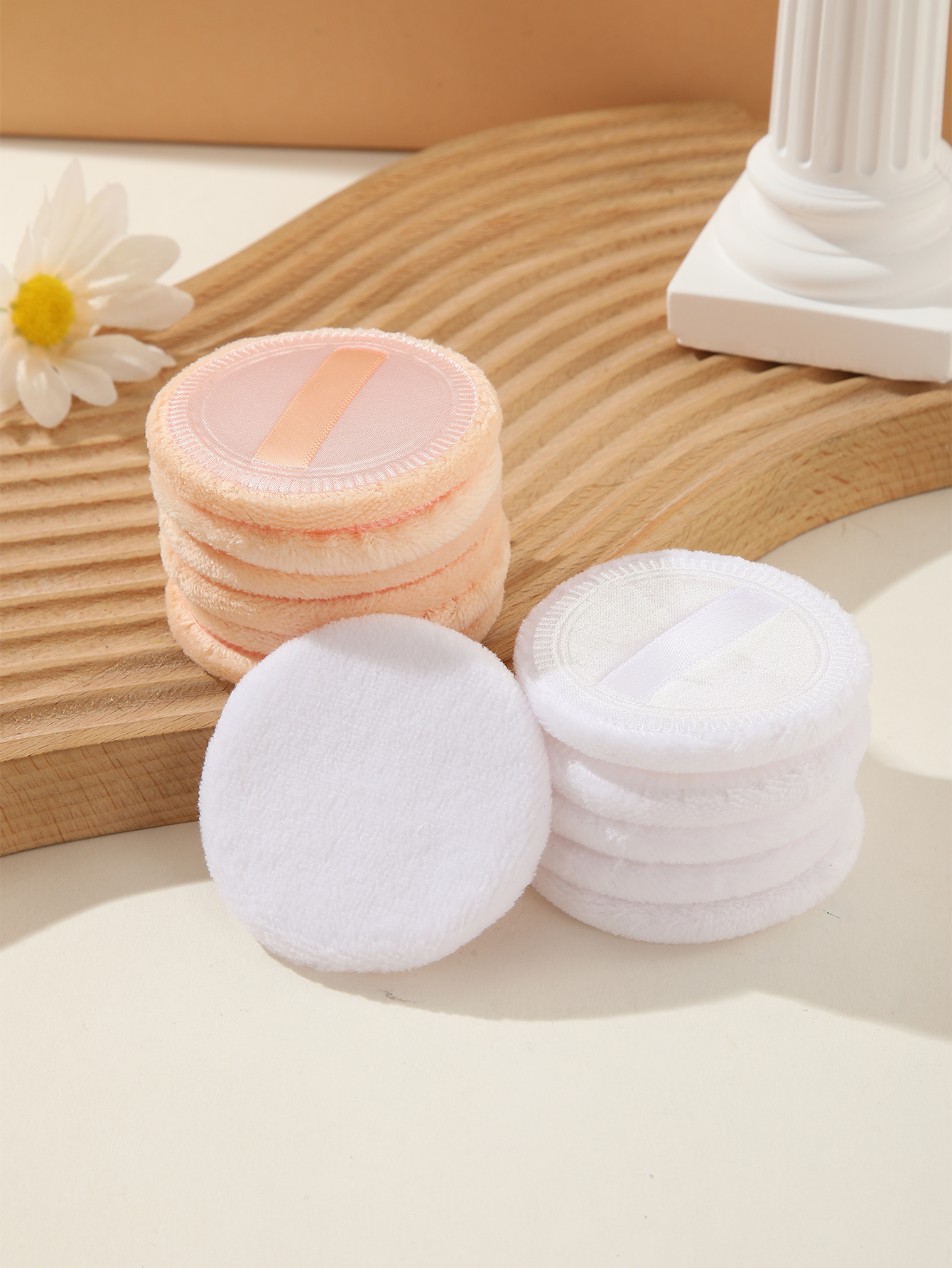 Mixed Color Round Powder Puff Makeup Puff Apricot 6pcs White 6pcs