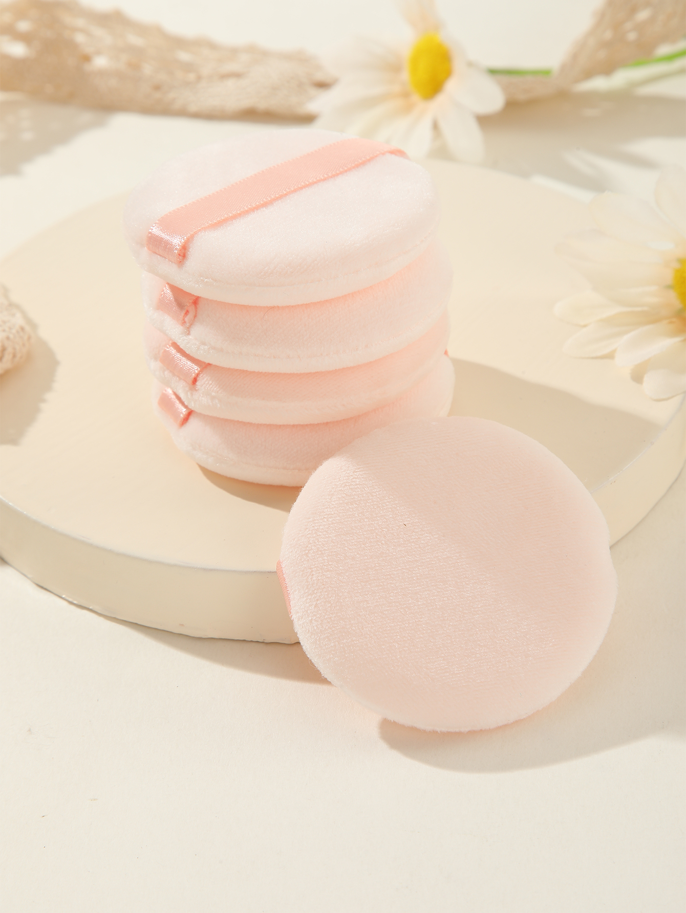 Apricot Round Powder Puff Makeup Puff 5pcs