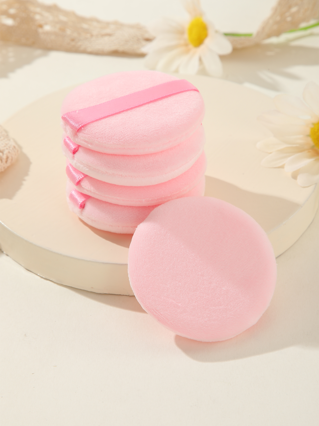Pink Round Puff Makeup Puff 5pcs