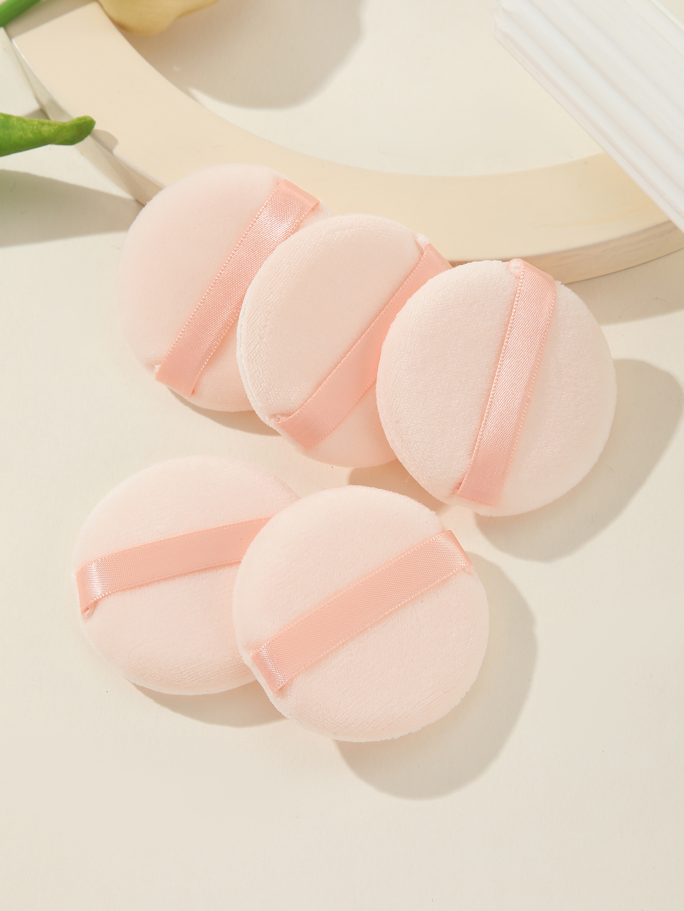 Apricot Round Powder Puff Makeup Puff 5pcs