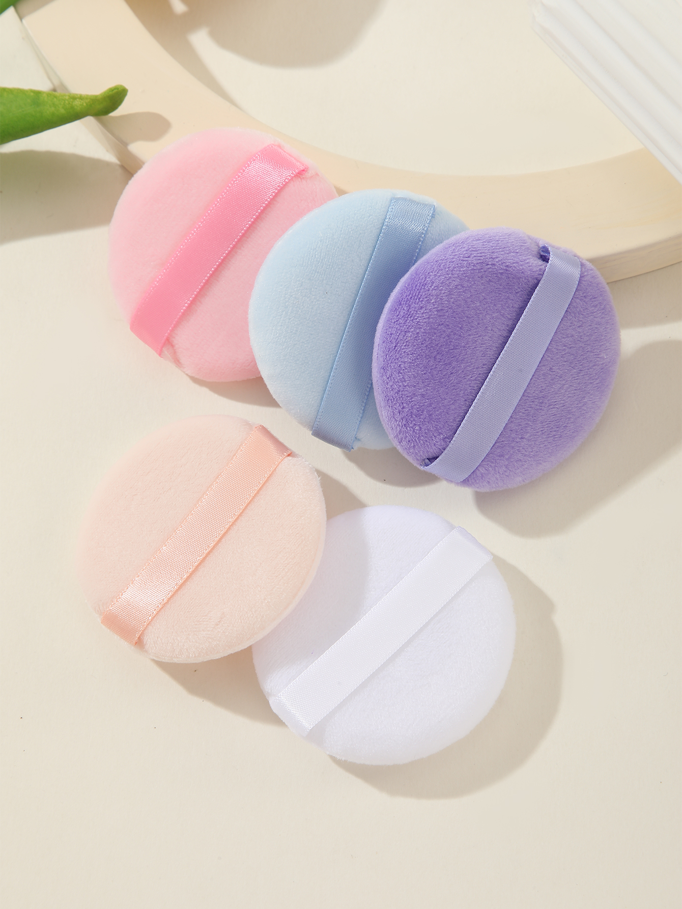 5-Color Mixed Round Powder Puff Makeup Puff