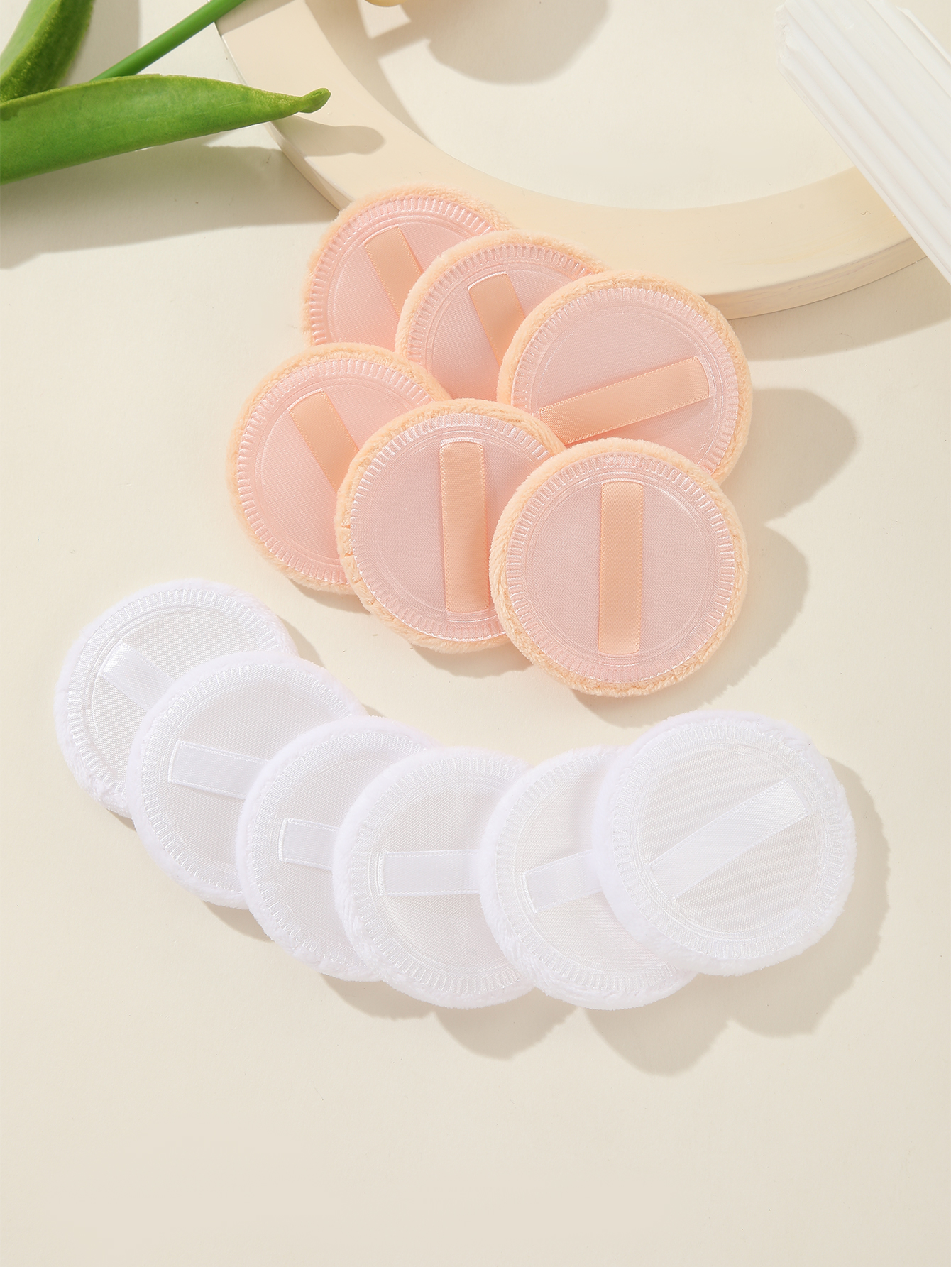 Mixed Color Round Powder Puff Makeup Puff Apricot 6pcs White 6pcs