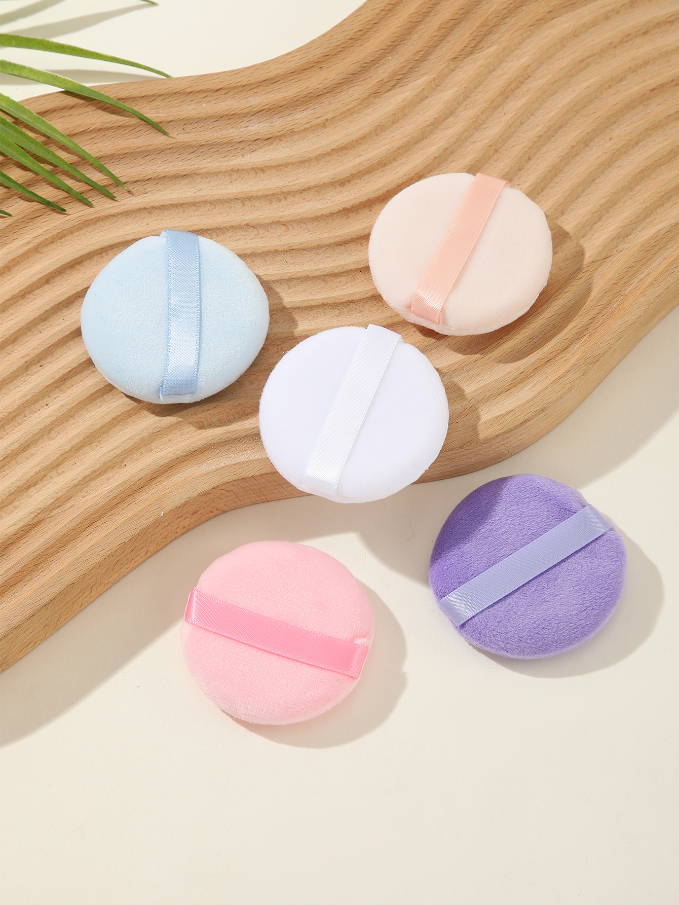 5-Color Mixed Round Powder Puff Makeup Puff