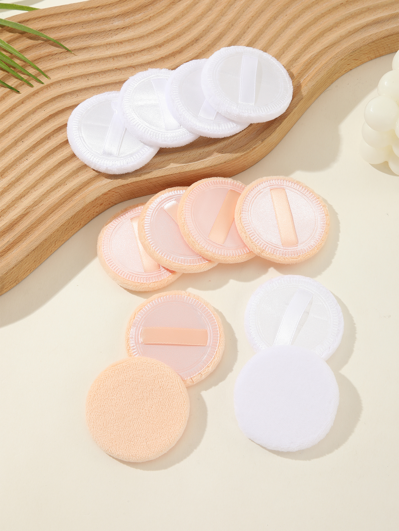 Mixed Color Round Powder Puff Makeup Puff Apricot 6pcs White 6pcs