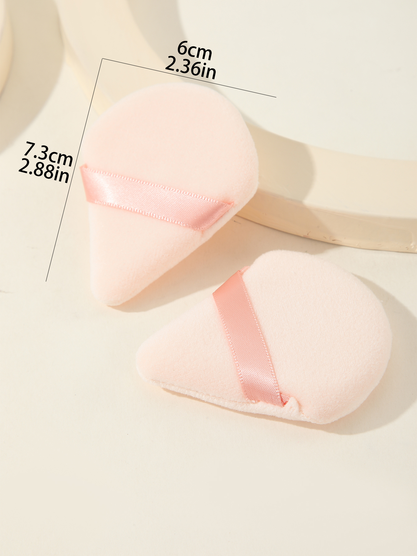 Apricot Triangle Scalloped Powder Puff Makeup Powder Puff 2pcs