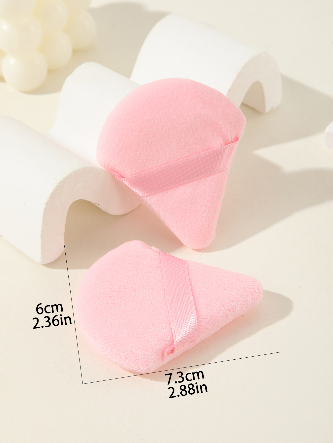 Pink Triangle Scalloped Powder Puff Makeup Powder Puff 2pcs