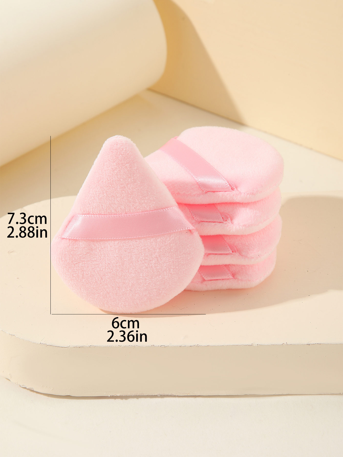 Pink Triangle Scalloped Powder PuffCosmetic Powder Puff 5pcs