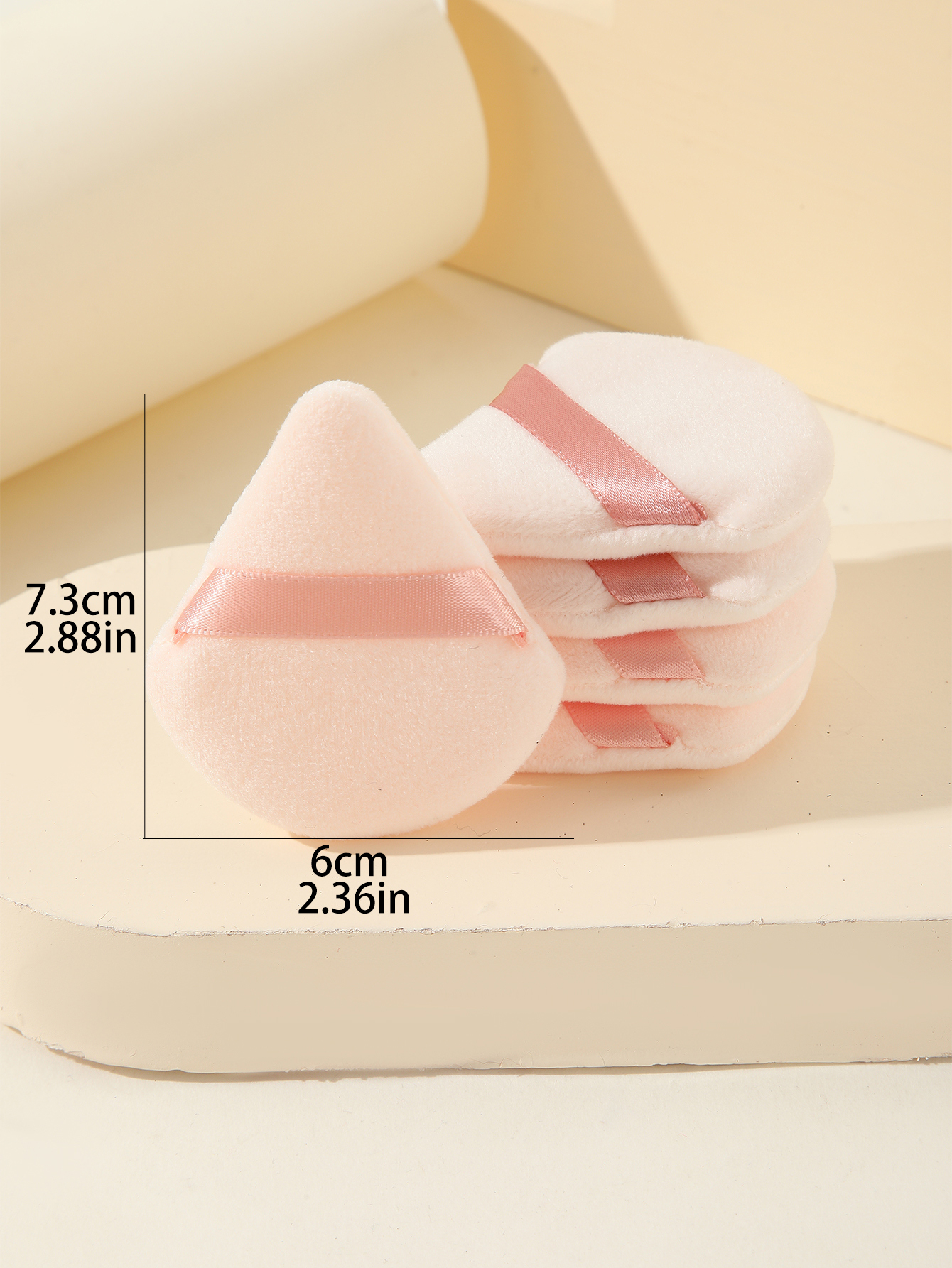 Apricot Triangle Scalloped Powder Puff Makeup Puff 5pcs