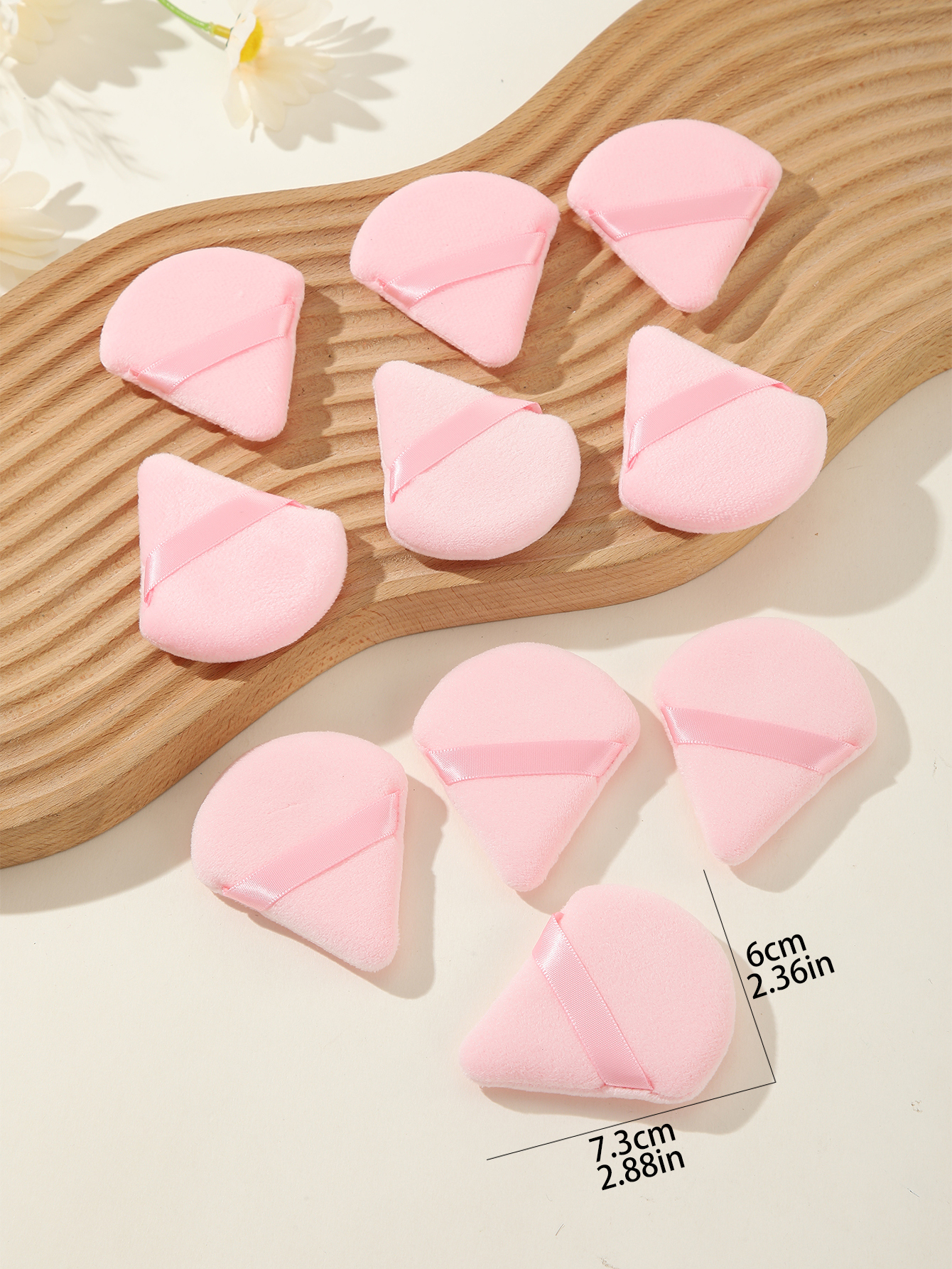 Pink Triangle Scalloped Puff Makeup Puff 10pcs