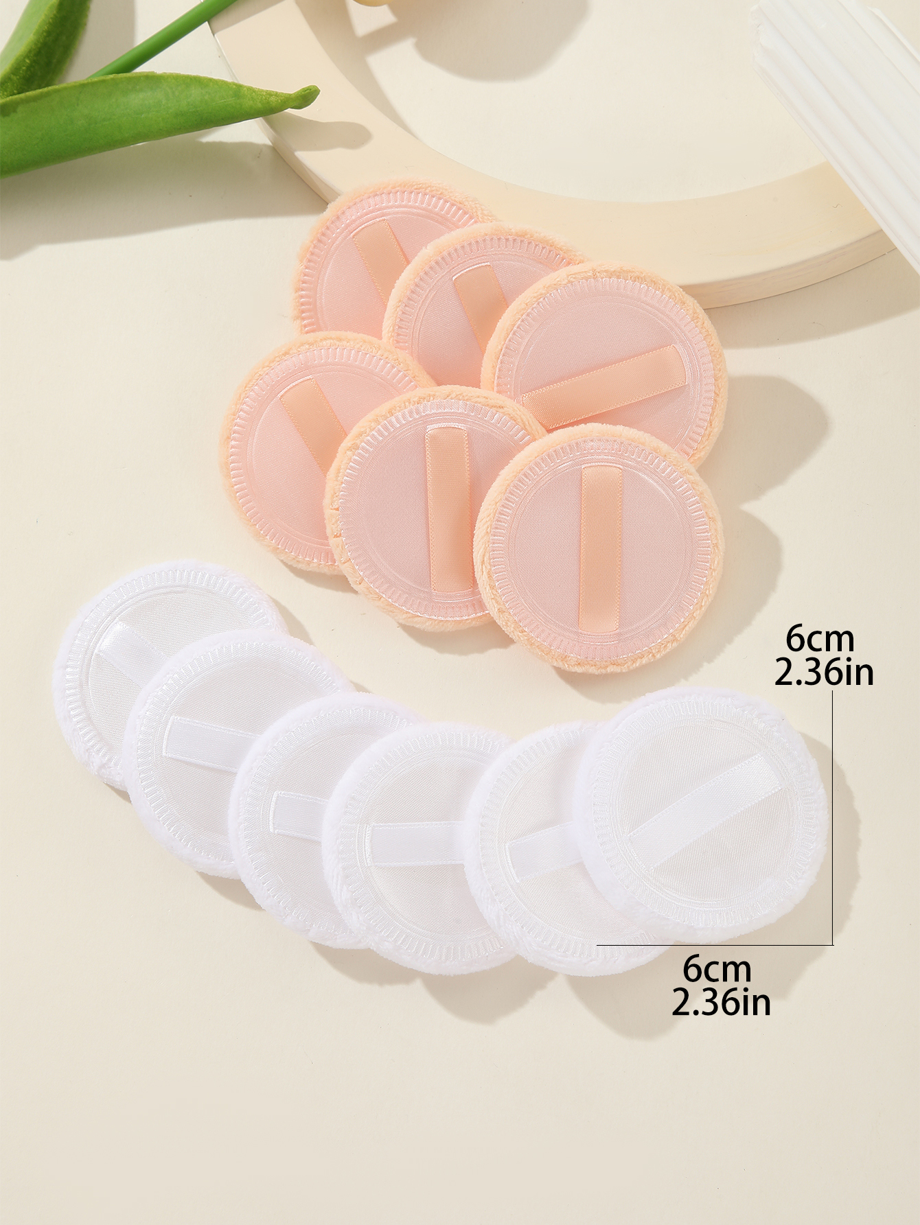 Mixed Color Round Powder Puff Makeup Puff Apricot 6pcs White 6pcs
