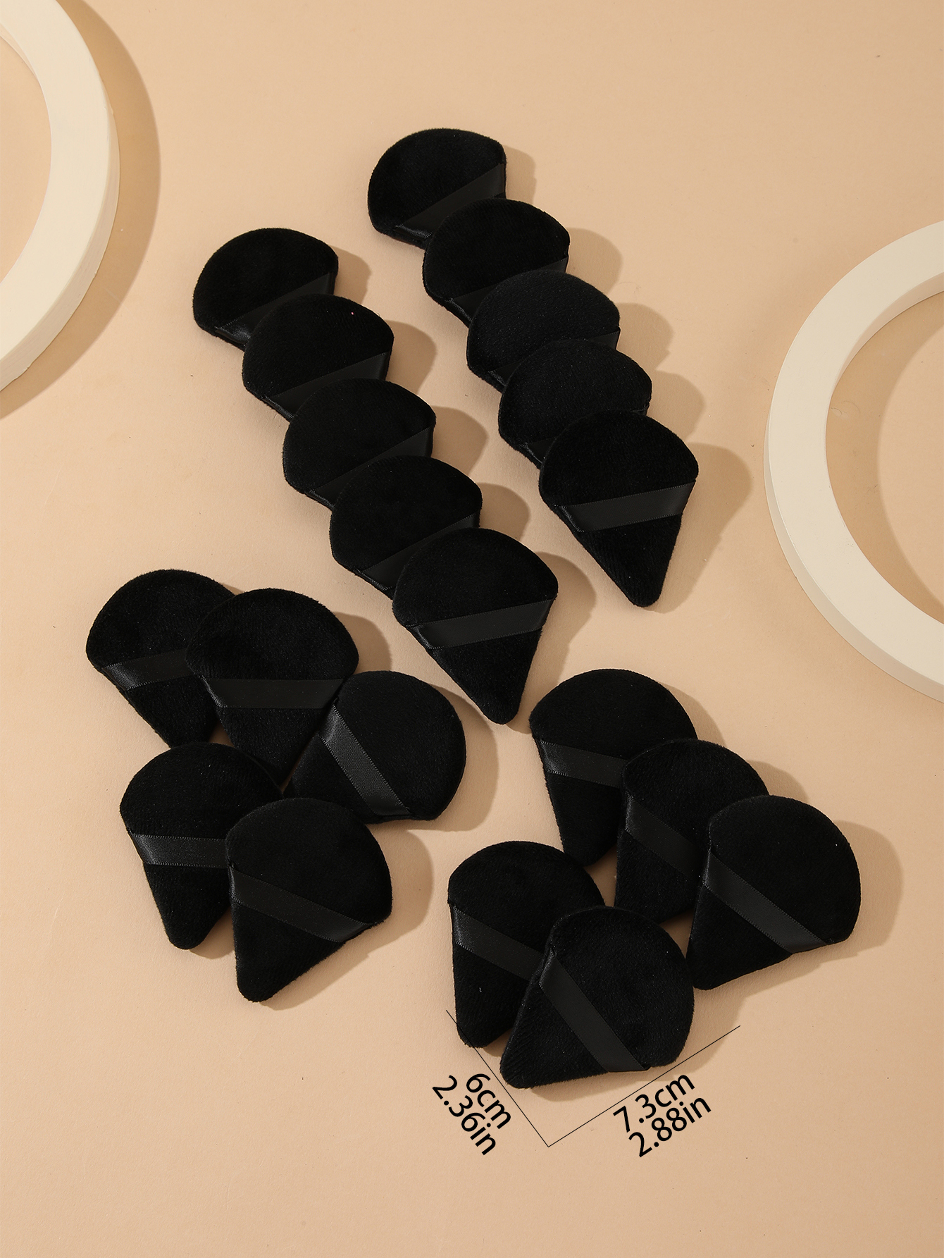 Black Triangle Scalloped Powder Puff Makeup Puff 20pcs