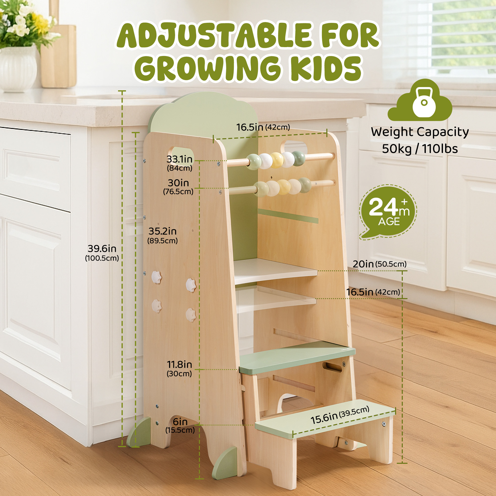 ROBUD Toddler Standing Tower with Step Stool Set