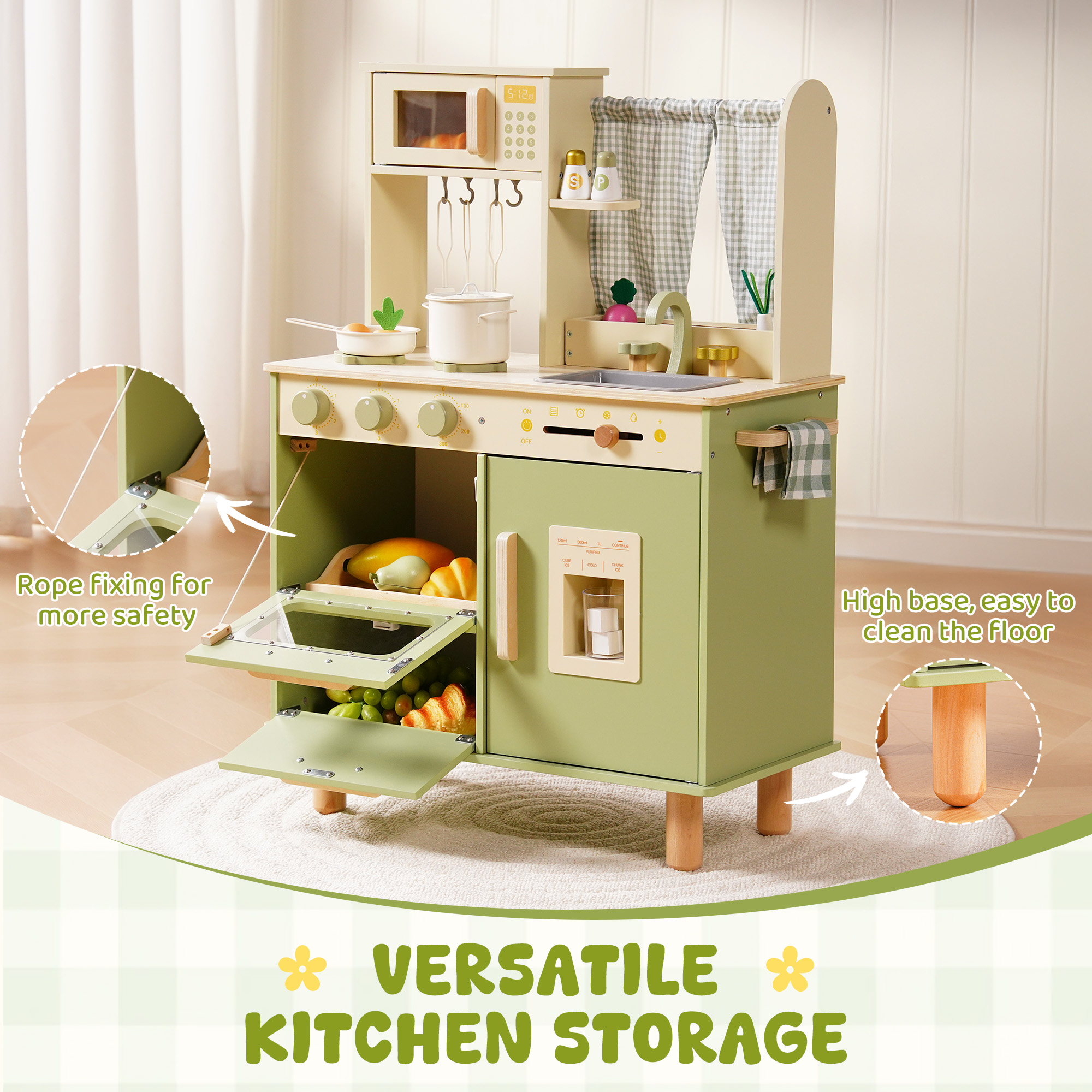 ROBUD Wooden Pretend Play Kitchen Set for Kids