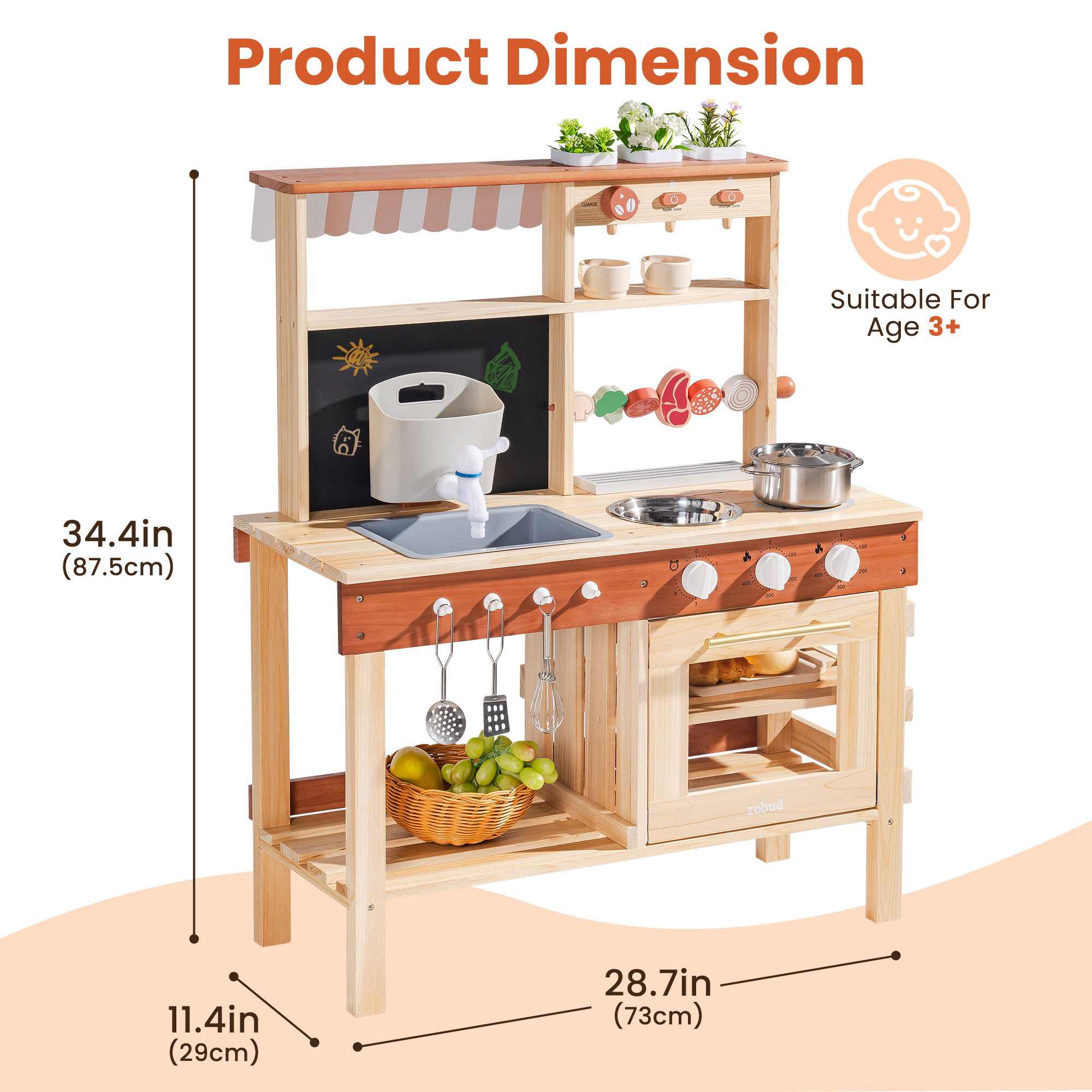 ROBUD Mud Kitchen for Kids Outdoor