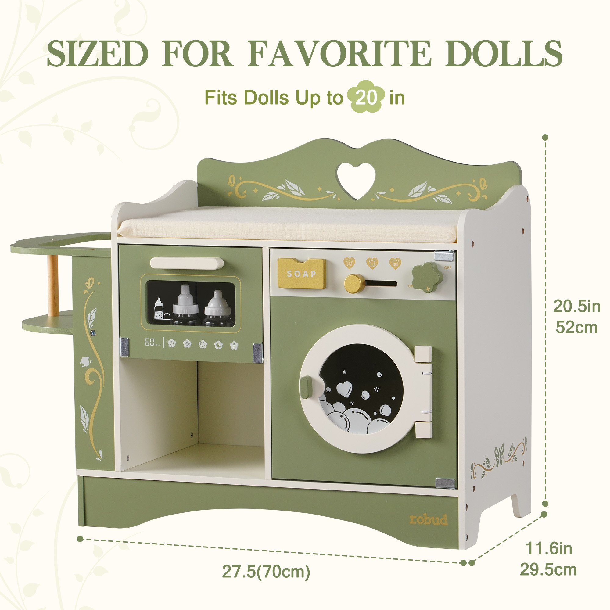 ROBUD 6-in-1 Baby Doll Changing Table - Green