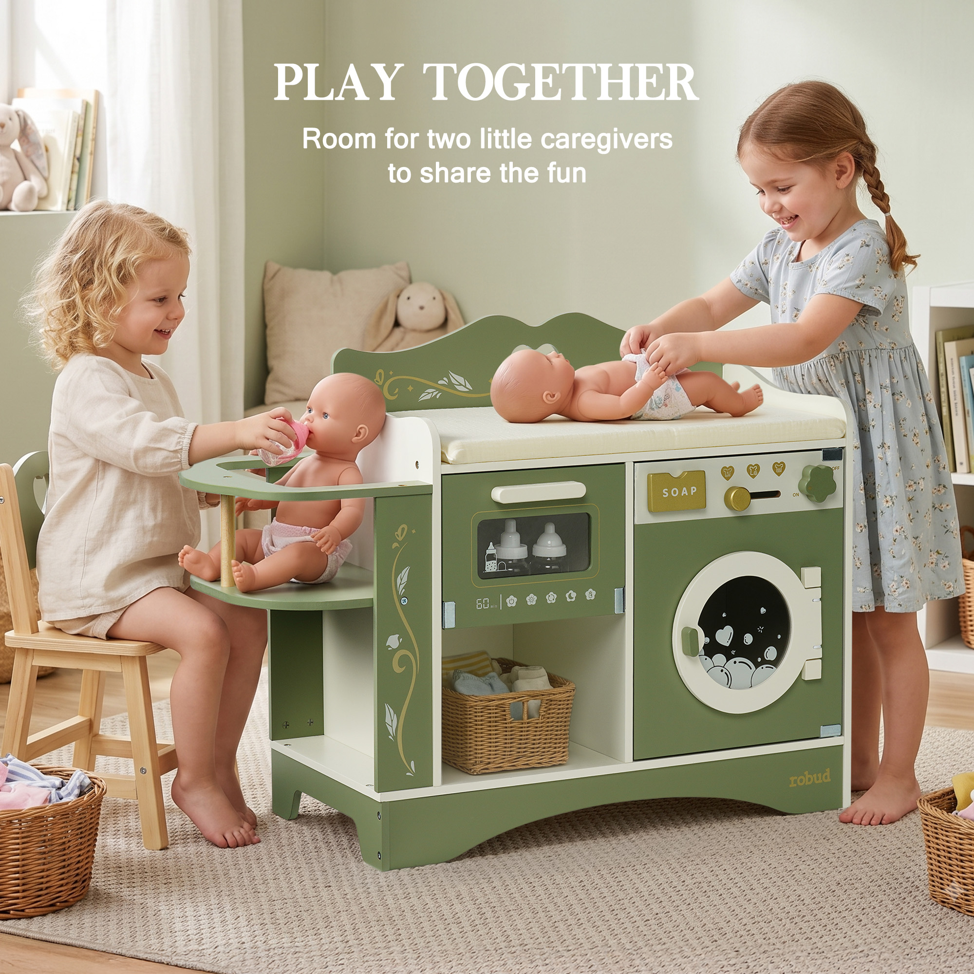 ROBUD 6-in-1 Baby Doll Changing Table - Green