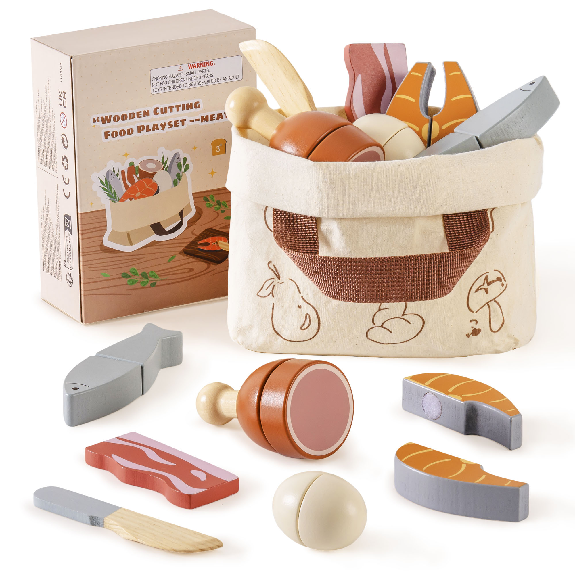 ROBUD Wooden Childs Play Food Set -  Meat