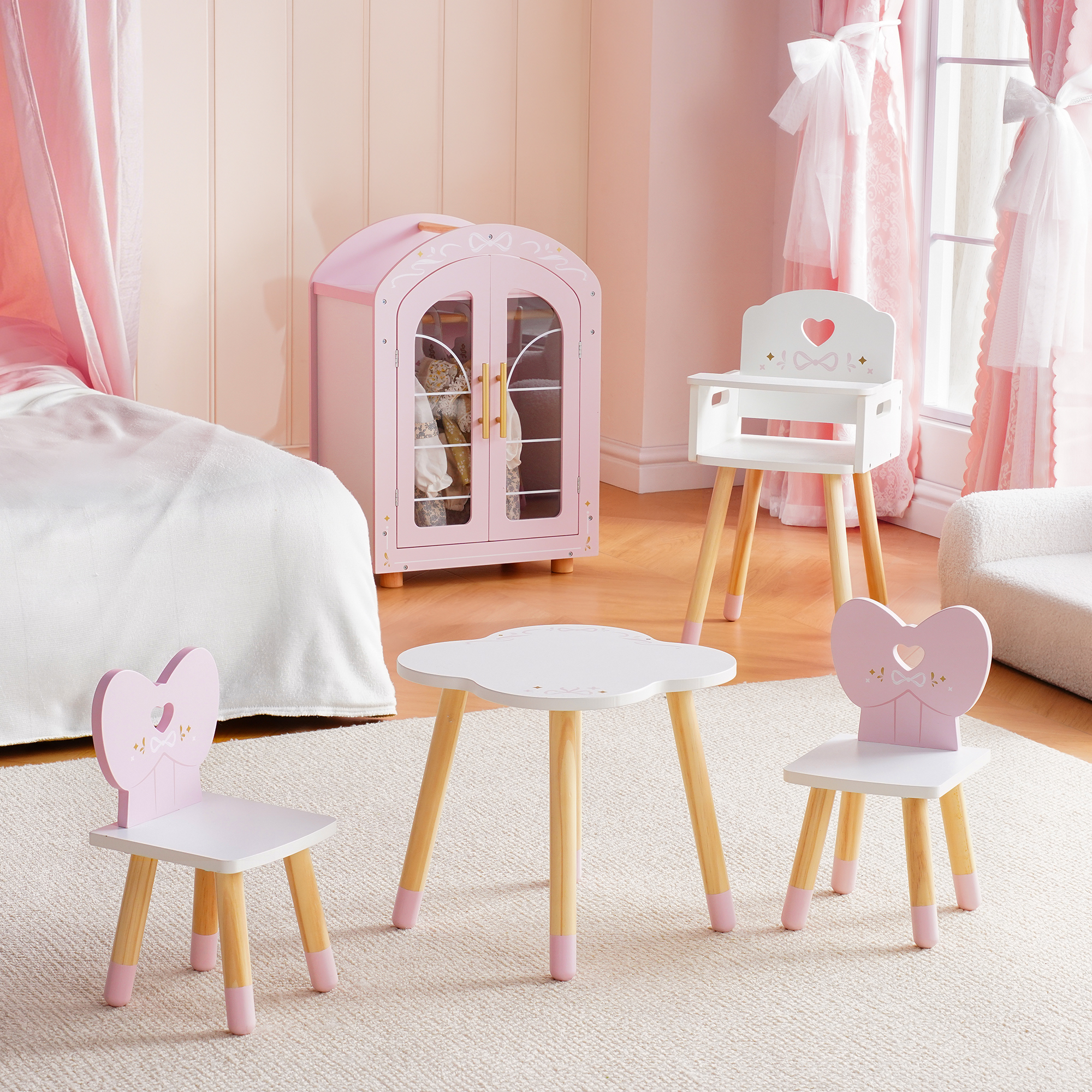 Complete Ballet House wardrobe, high chair, table and chair set