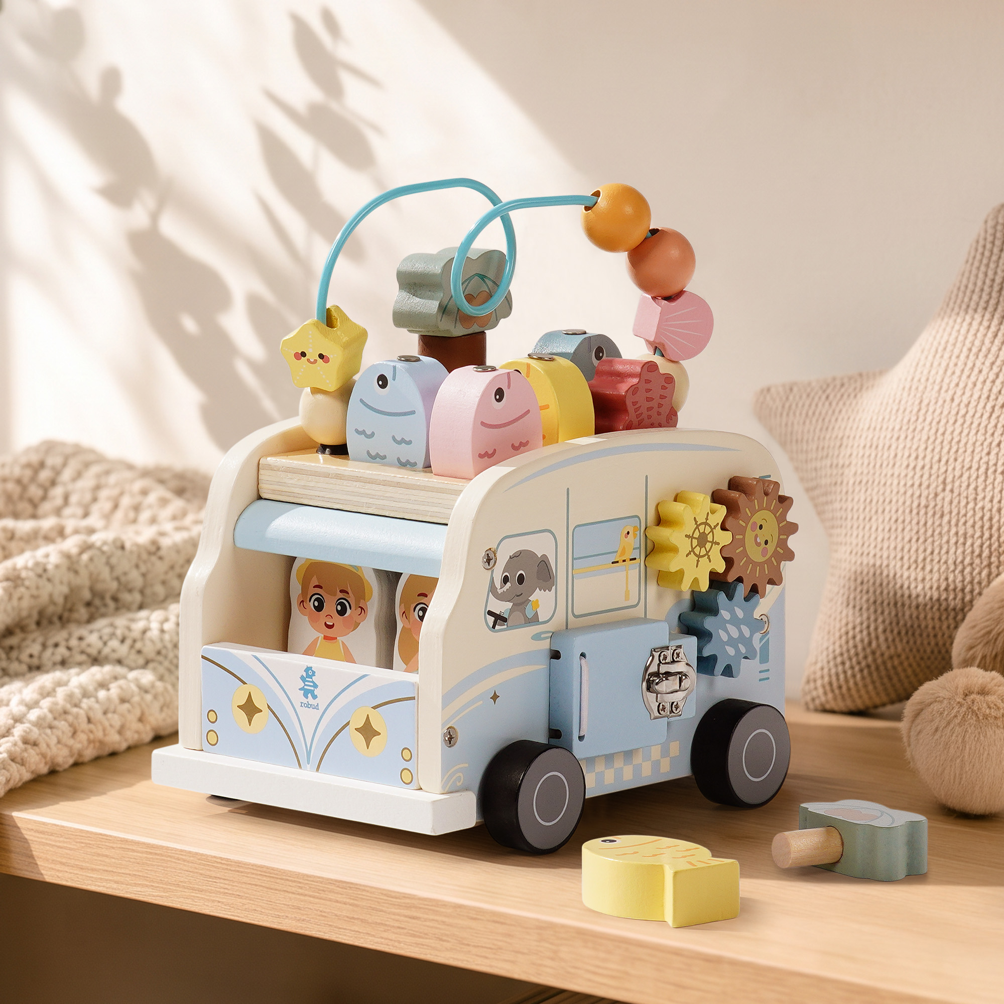 ROBUD Wooden Bus Activity Cube